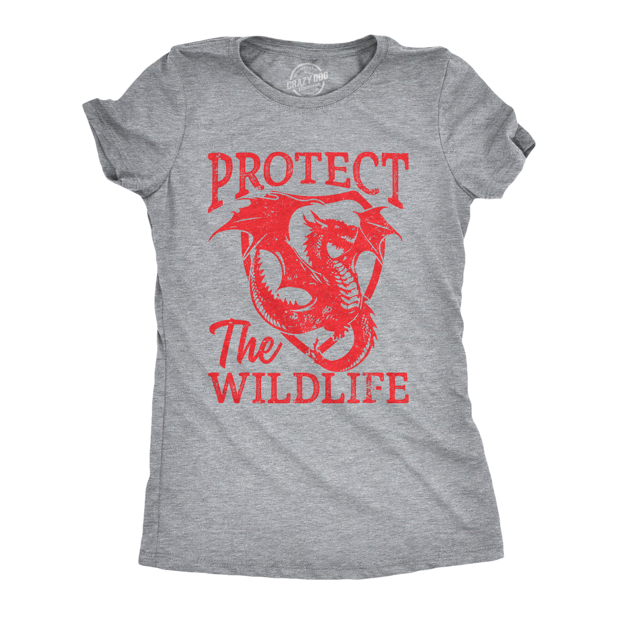 Funny Light Heather Grey - WILDLIFE Protect The Wildlife Dragon Womens T Shirt Nerdy animal sarcastic Tee