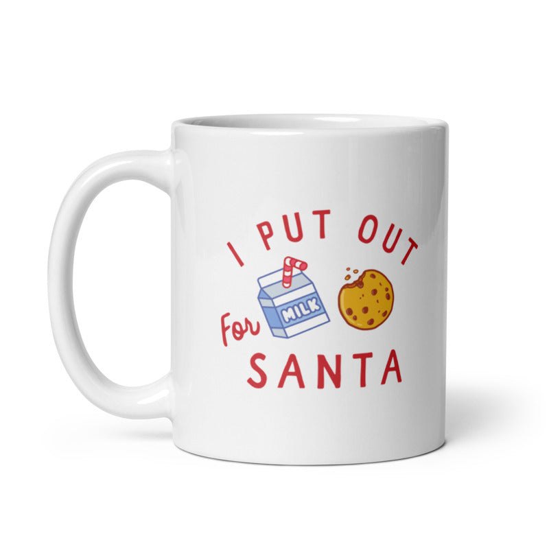 Funny White I Put Out For Santa Coffee Mug Nerdy Christmas Food Sex Tee