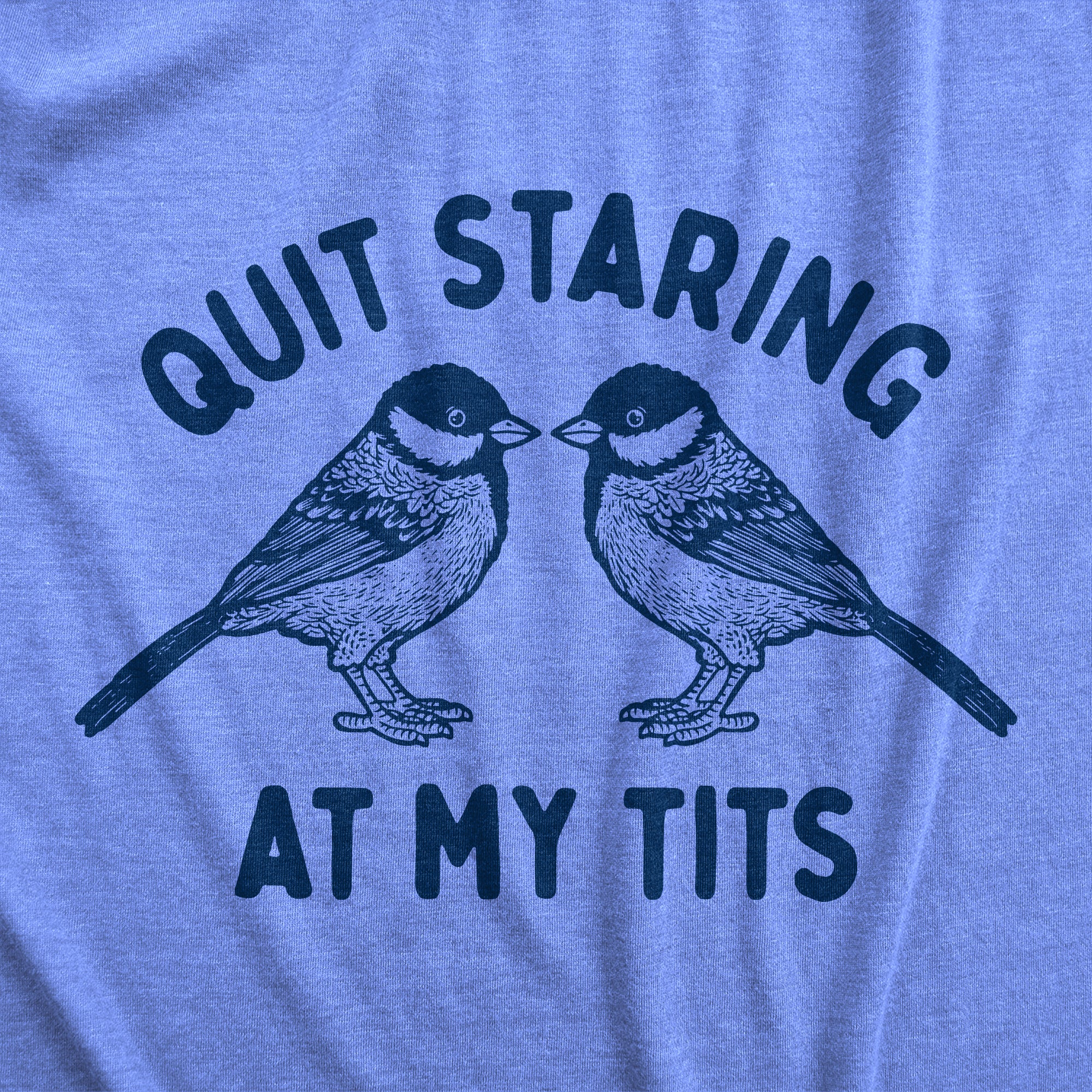 Funny Light Heather Blue - TITS Quit Staring At My Tits Womens T Shirt Nerdy Sarcastic animal Tee