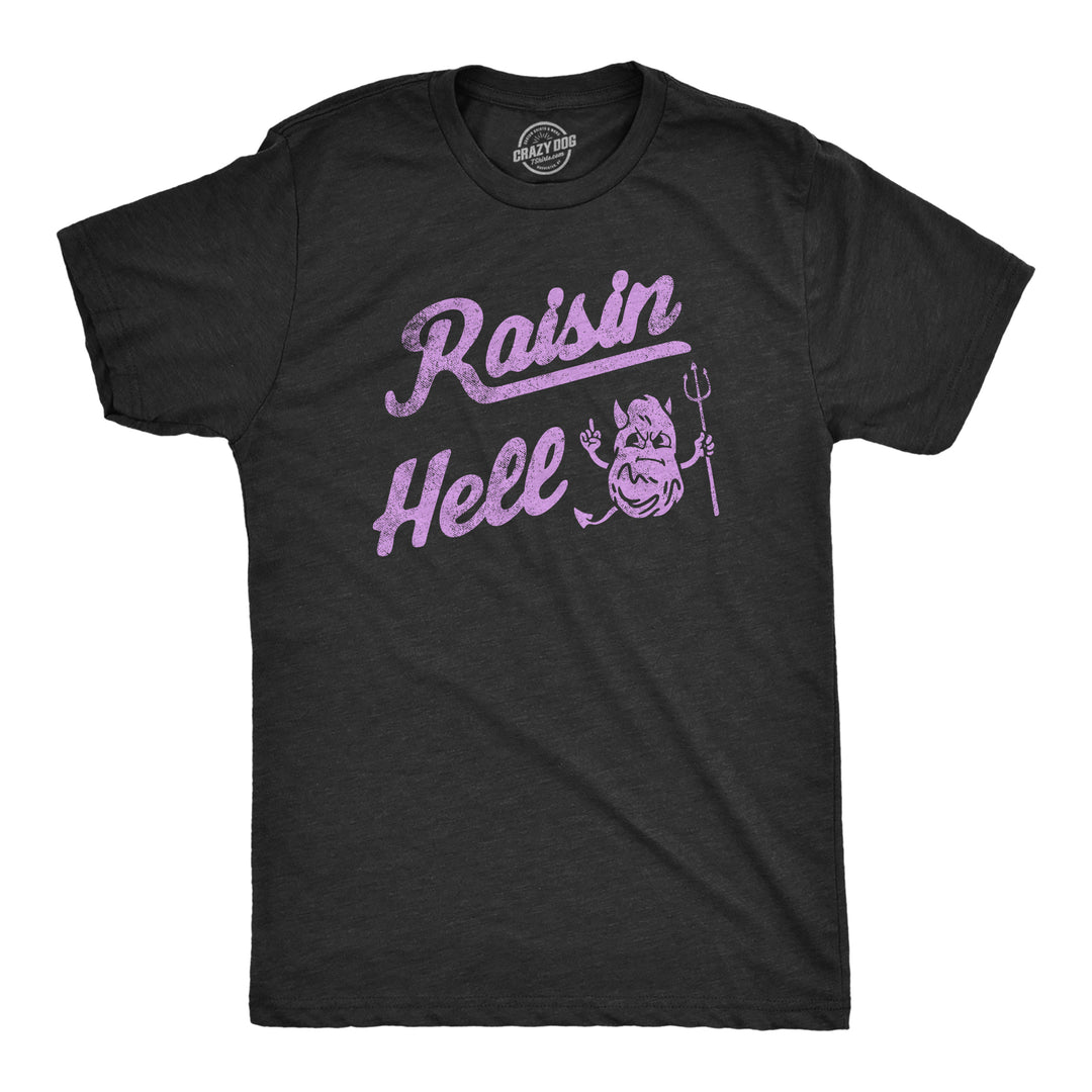 Funny Heather Black - Raisin Hell Raisin Hell Mens T Shirt Nerdy Food sarcastic Tee