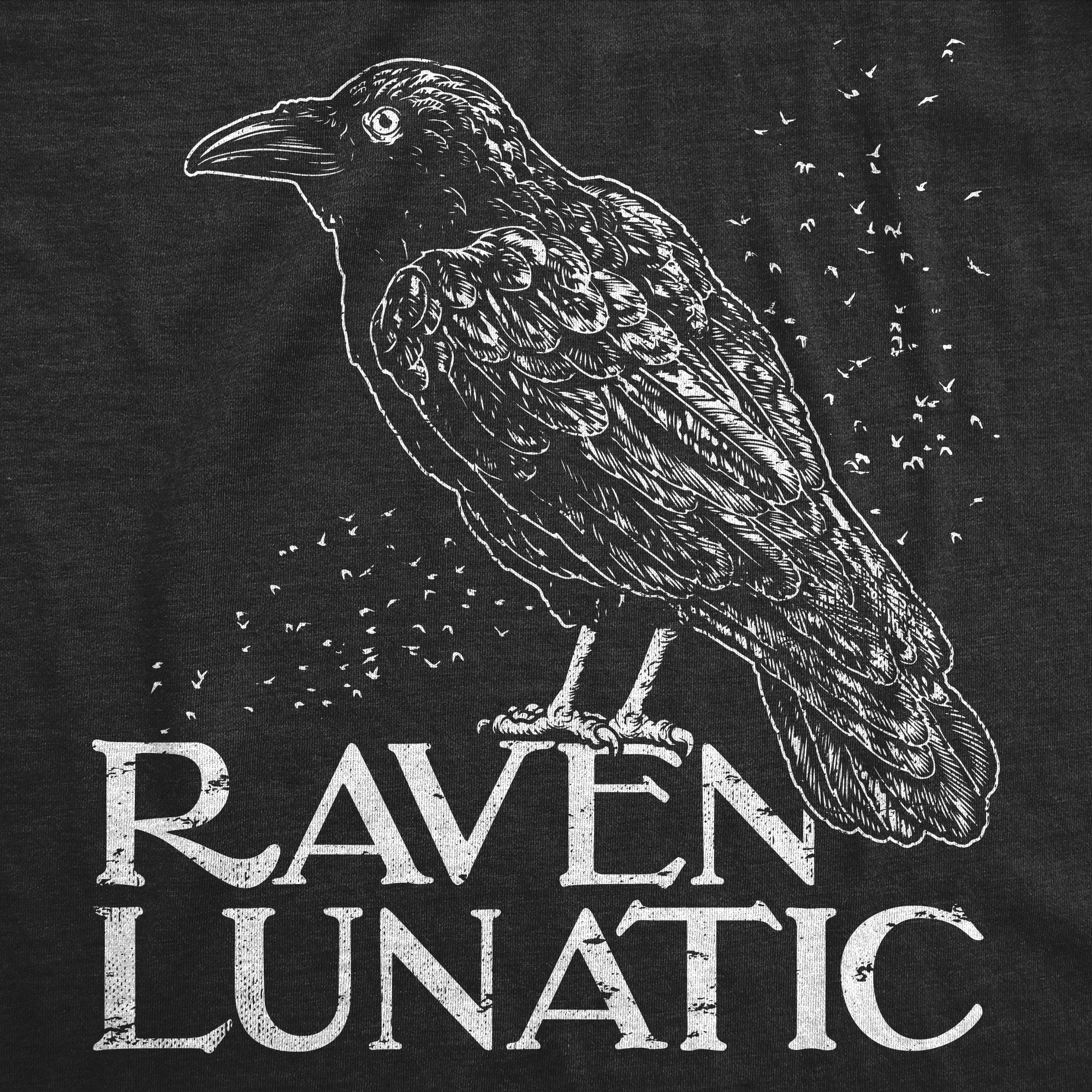 Funny Heather Black - RAVEN Raven Lunatic Mens T Shirt Nerdy animal Tee