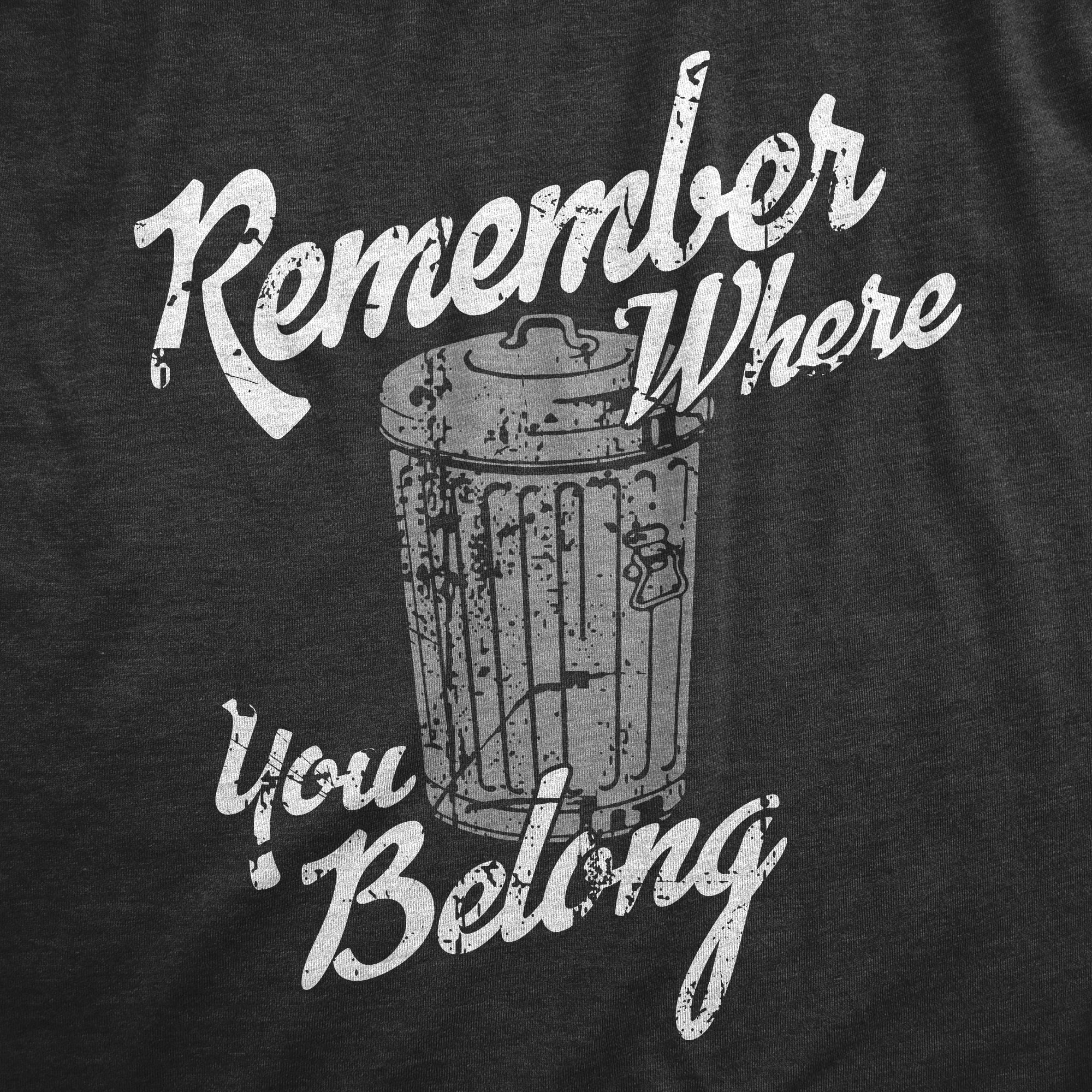 Funny Heather Black - REMEMBER Remember Where You Belong Mens T Shirt Nerdy Sarcastic Tee