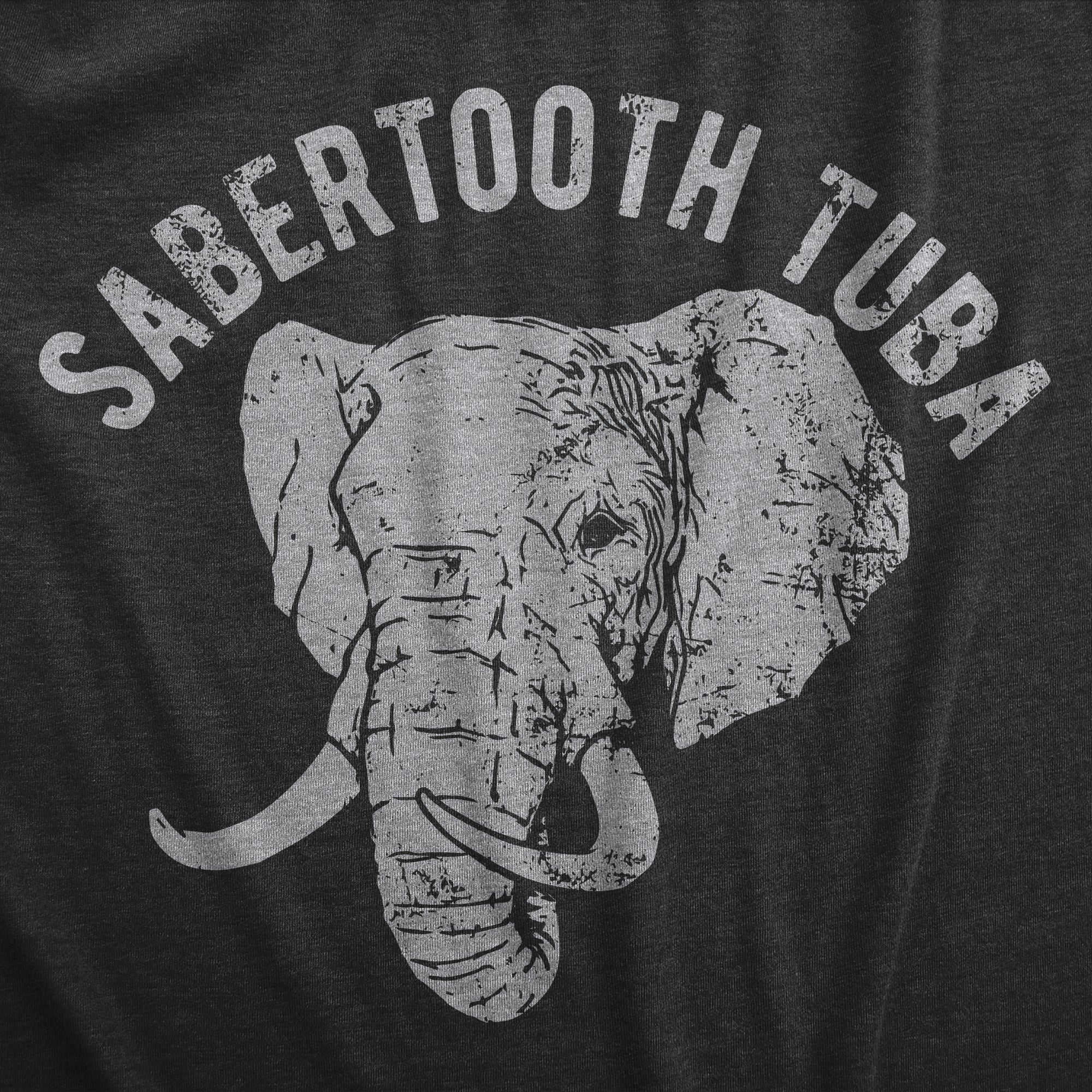 Funny Heather Black - TUBA Sabertooth Tuba Womens T Shirt Nerdy music animal Tee