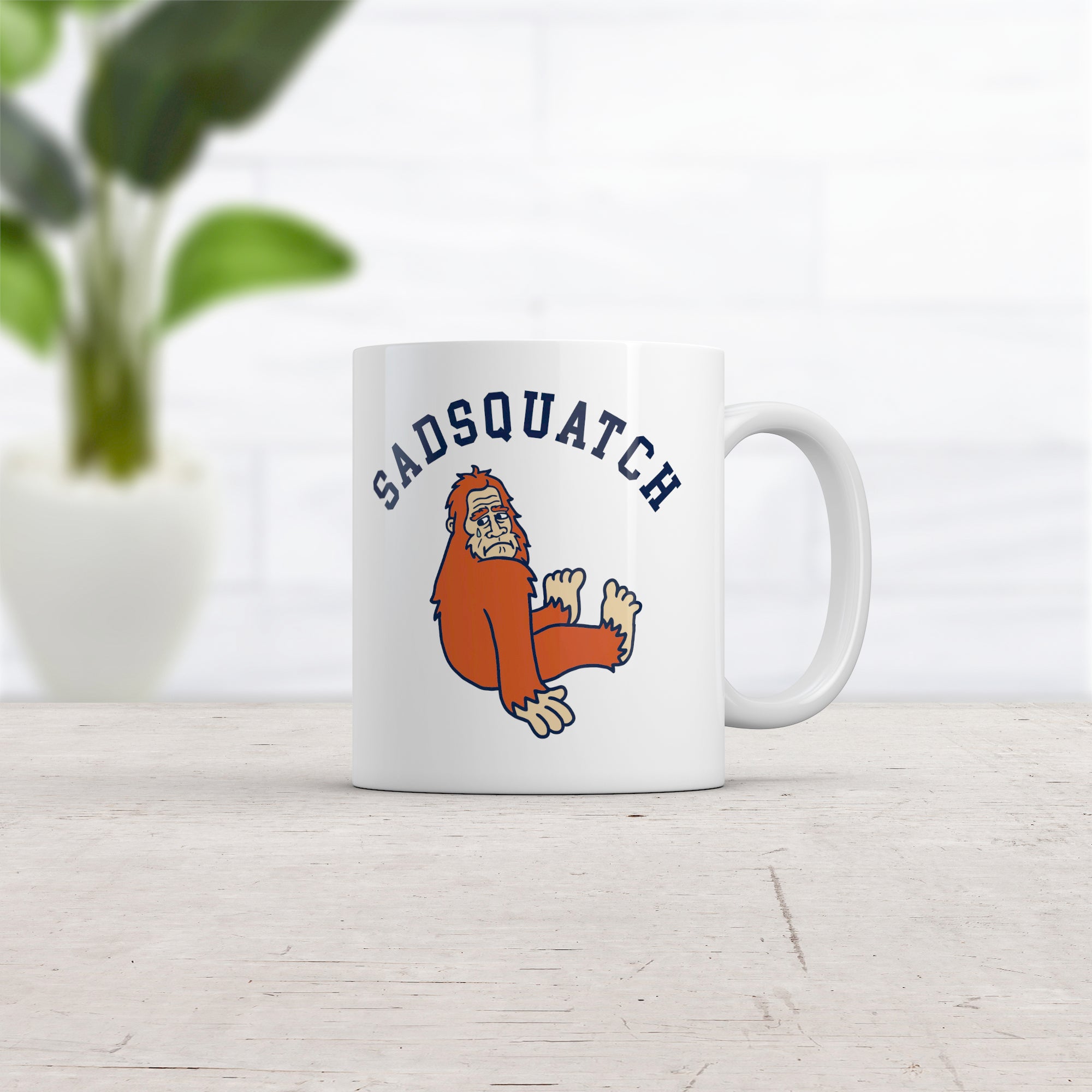 Funny White Sadsquatch Coffee Mug Nerdy sarcastic Tee