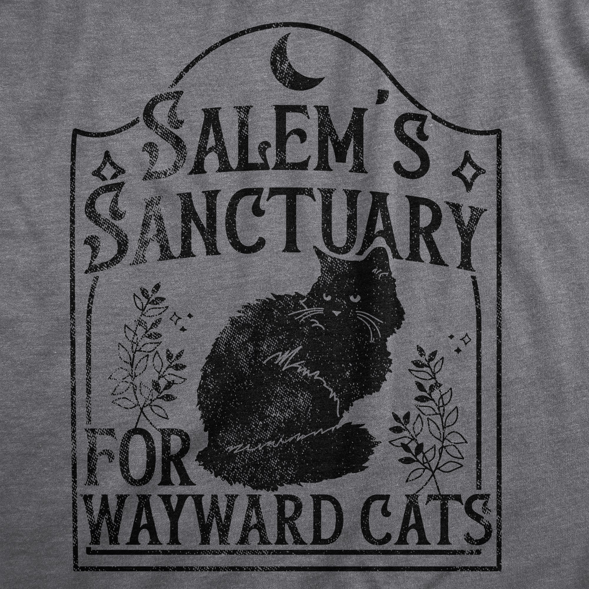 Funny Dark Heather Grey - SALEMS Salems Sanctuary For Wayward Cats Womens T Shirt Nerdy Halloween Cat Tee