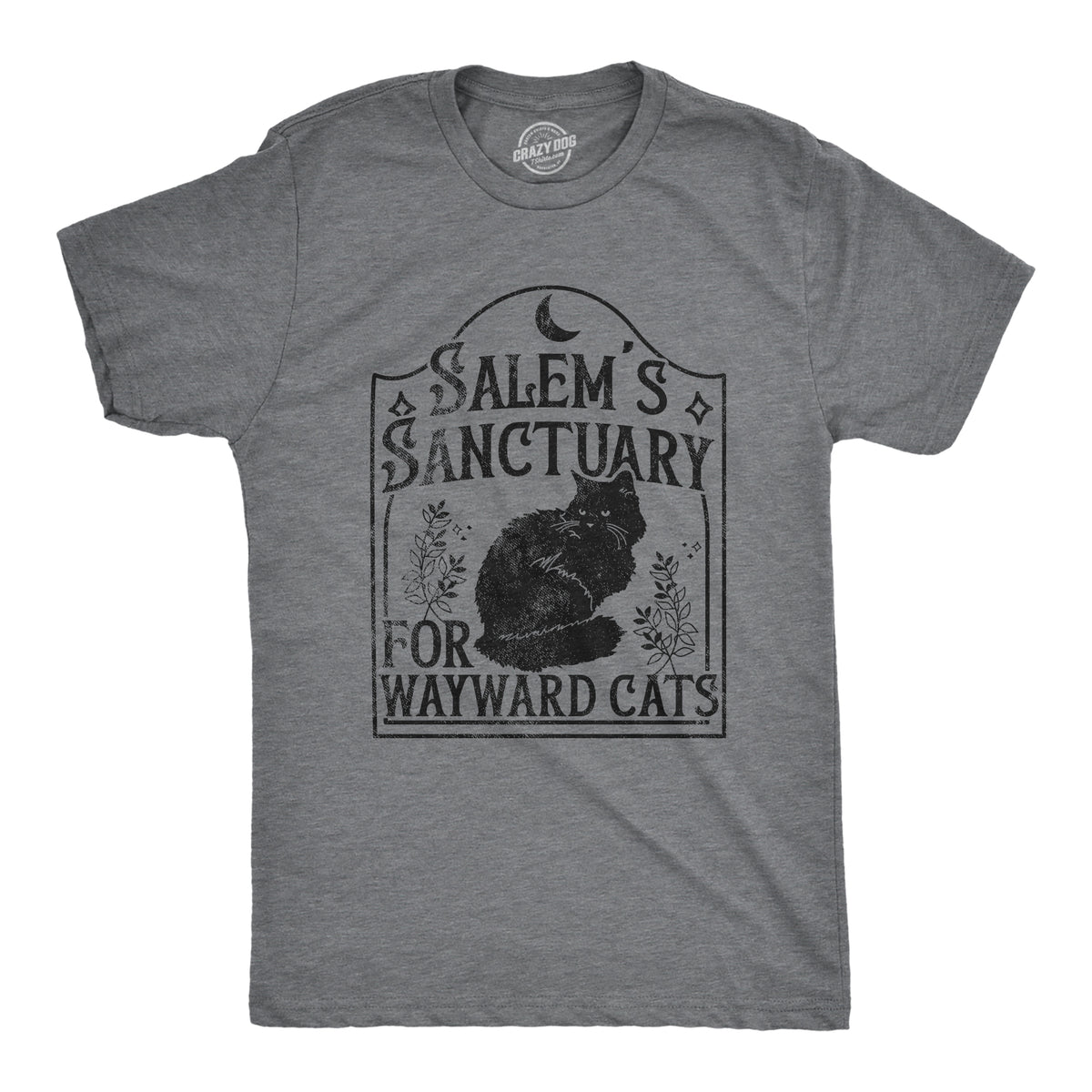 Funny Dark Heather Grey - SALEMS Salems Sanctuary For Wayward Cats Mens T Shirt Nerdy Halloween Cat Tee