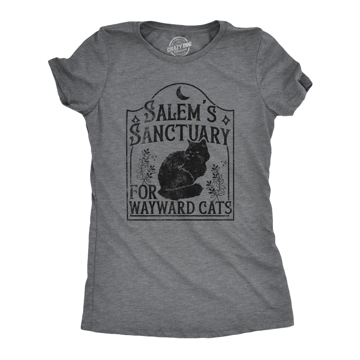 Funny Dark Heather Grey - SALEMS Salems Sanctuary For Wayward Cats Womens T Shirt Nerdy Halloween Cat Tee