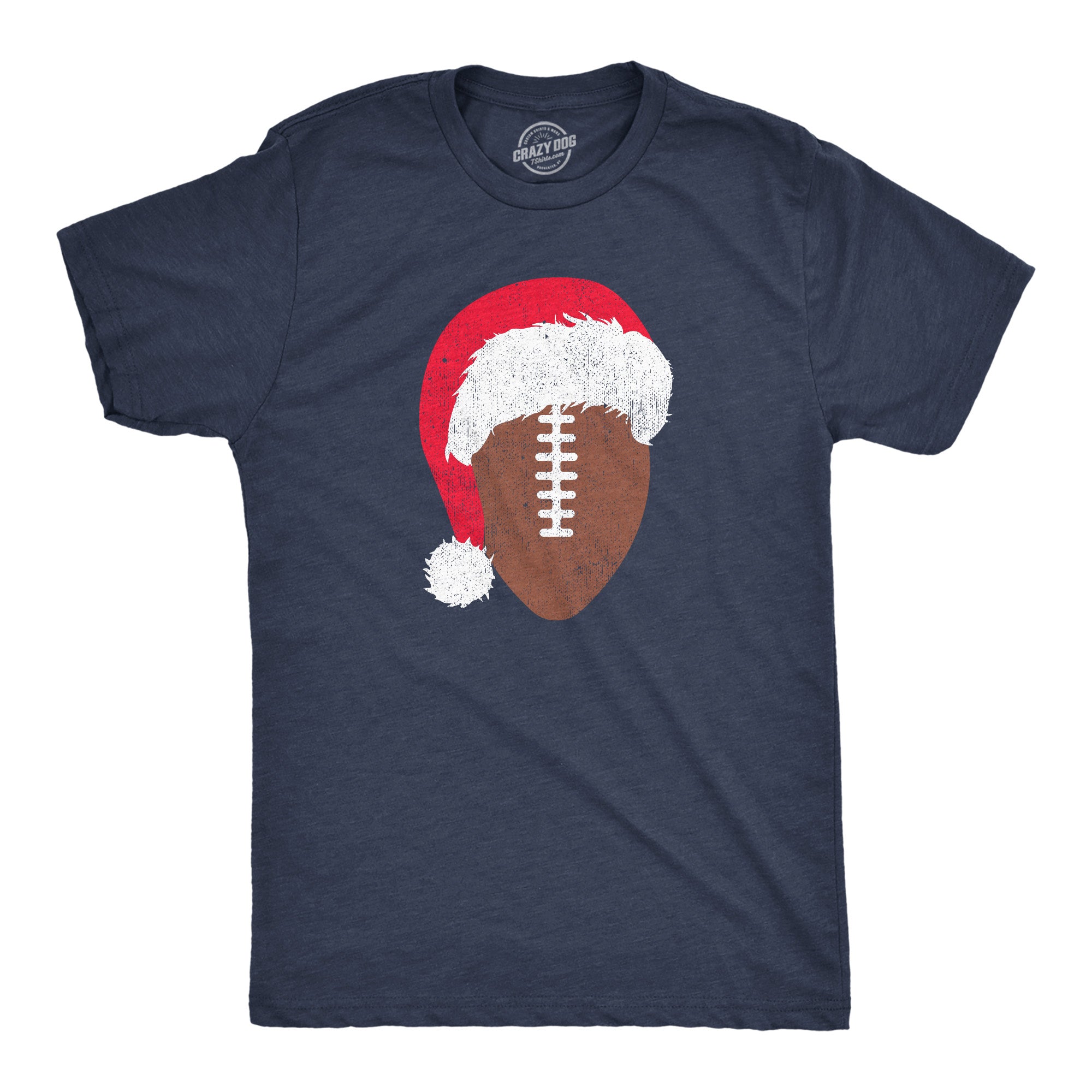 Funny Heather Navy - Santa Football Santa Football Mens T Shirt Nerdy Christmas Football Tee