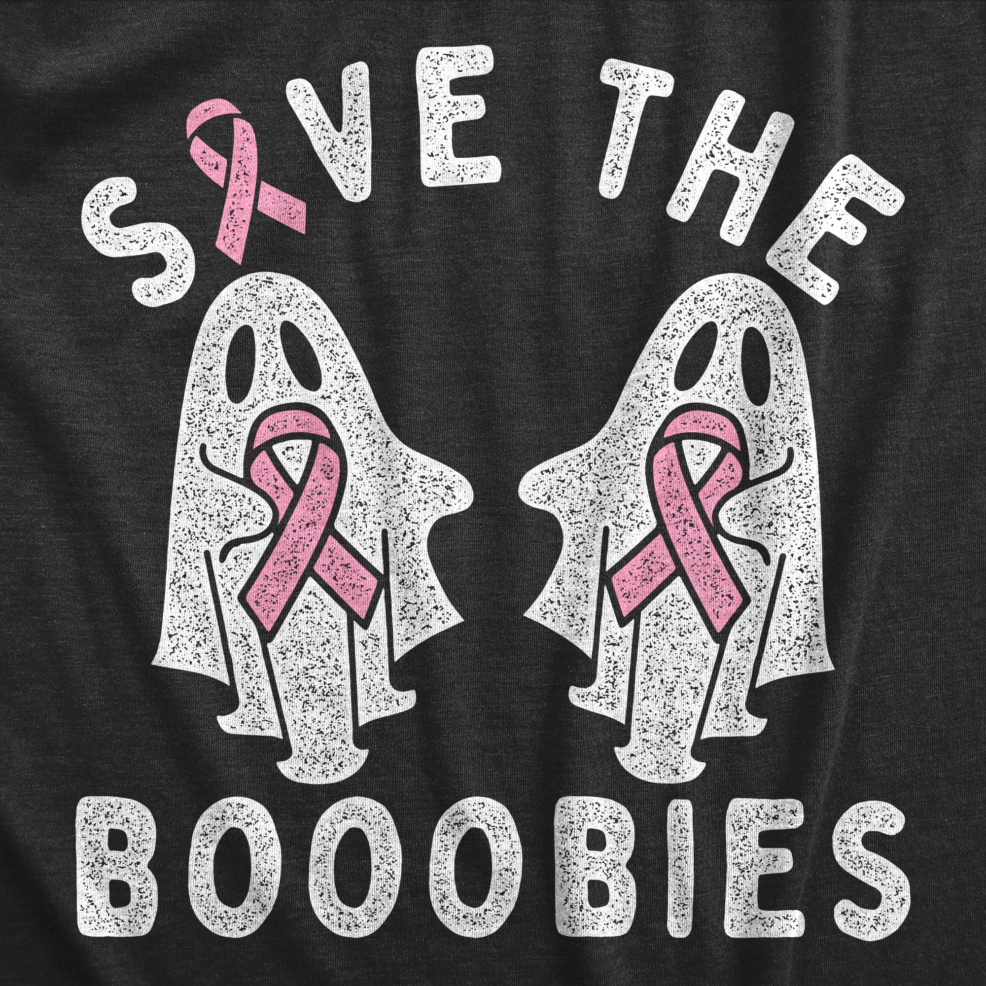 Funny Heather Black - BOOOBIES Save The Booobies Womens T Shirt Nerdy Halloween motivational Tee