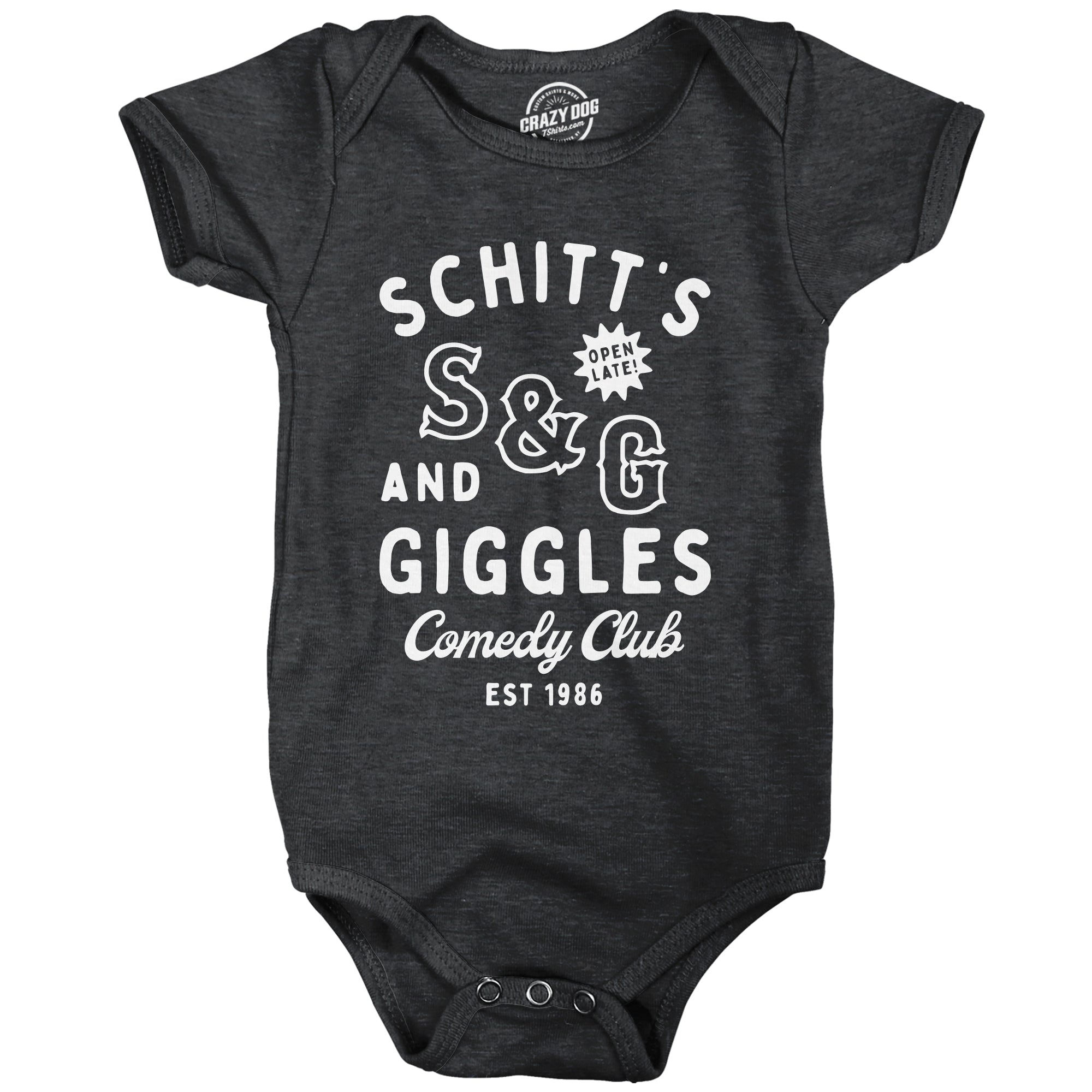 Funny Heather Black - GIGGLES Schitts And Giggles Comedy Club Onesie Nerdy Sarcastic Tee