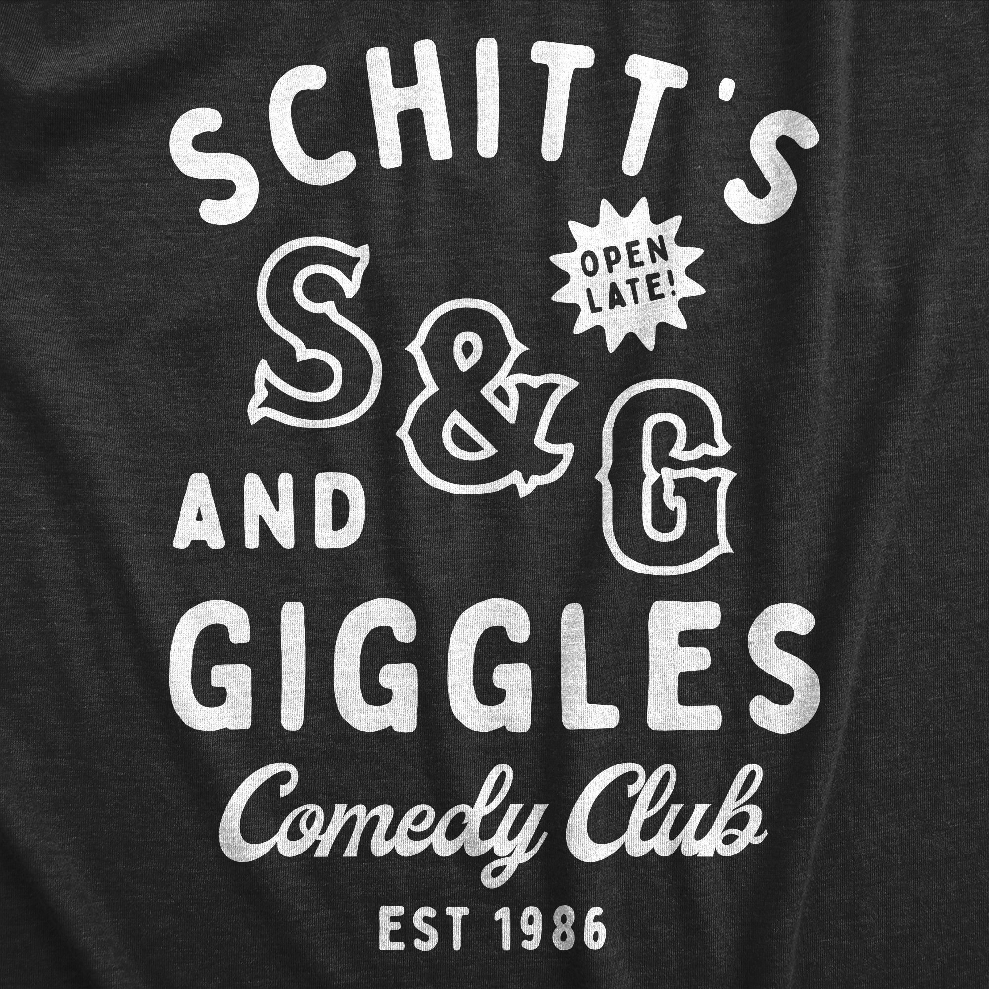 Funny Heather Black - GIGGLES Schitts And Giggles Comedy Club Onesie Nerdy Sarcastic Tee