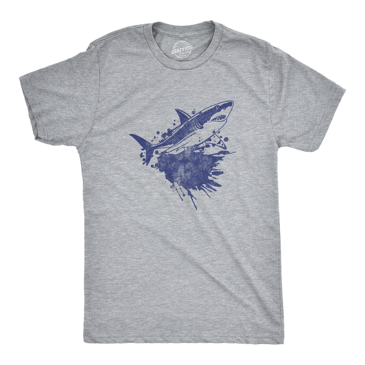 Funny Light Heather Grey - SHARK Shark Ink Splatter Mens T Shirt Nerdy Shark Week Tee