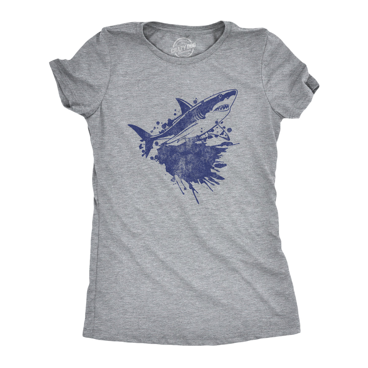 Funny Light Heather Grey - SHARK Shark Ink Splatter Womens T Shirt Nerdy Shark Week Tee
