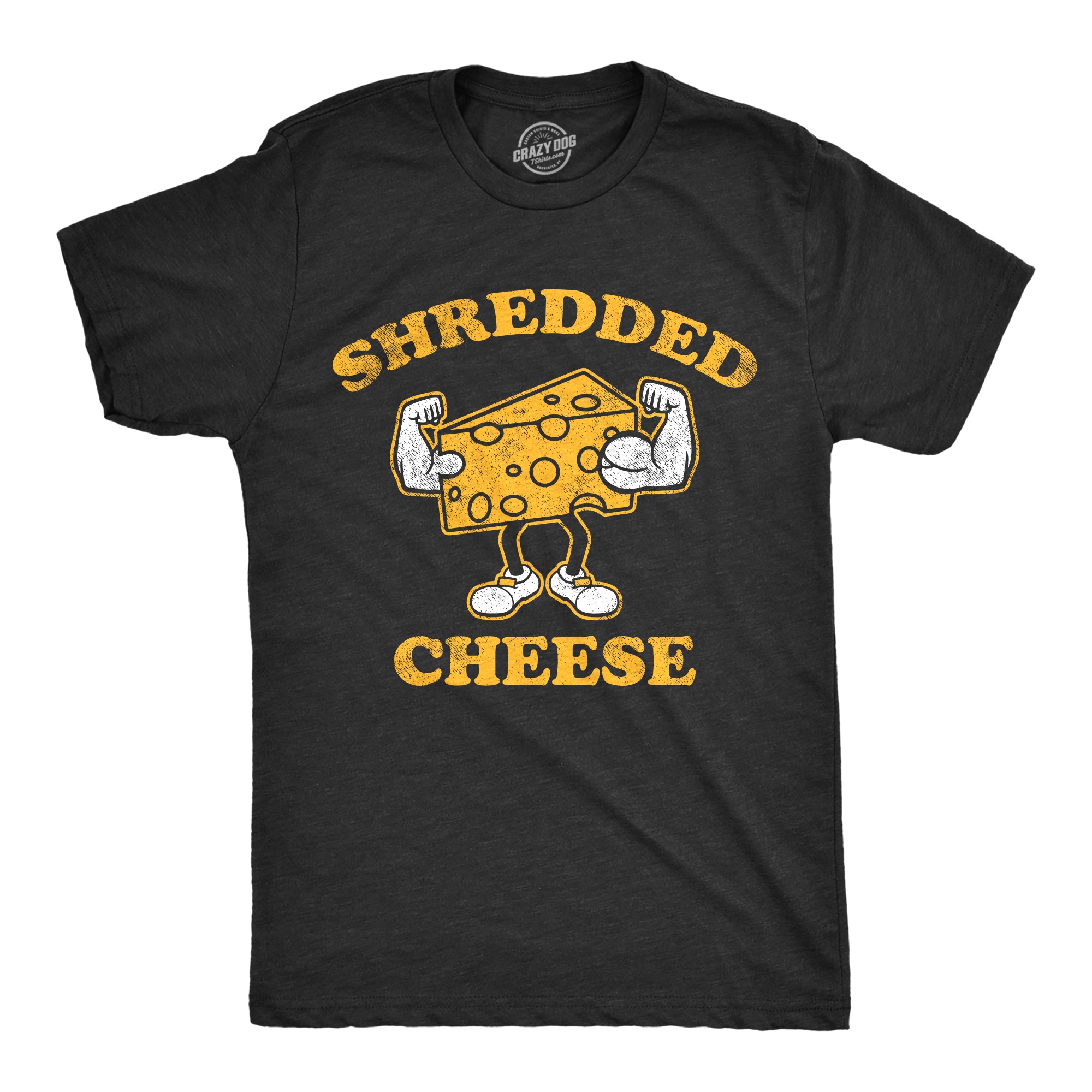 Funny Heather Black - SHREDDED Shredded Cheese Mens T Shirt Nerdy Food fitness sarcastic Tee