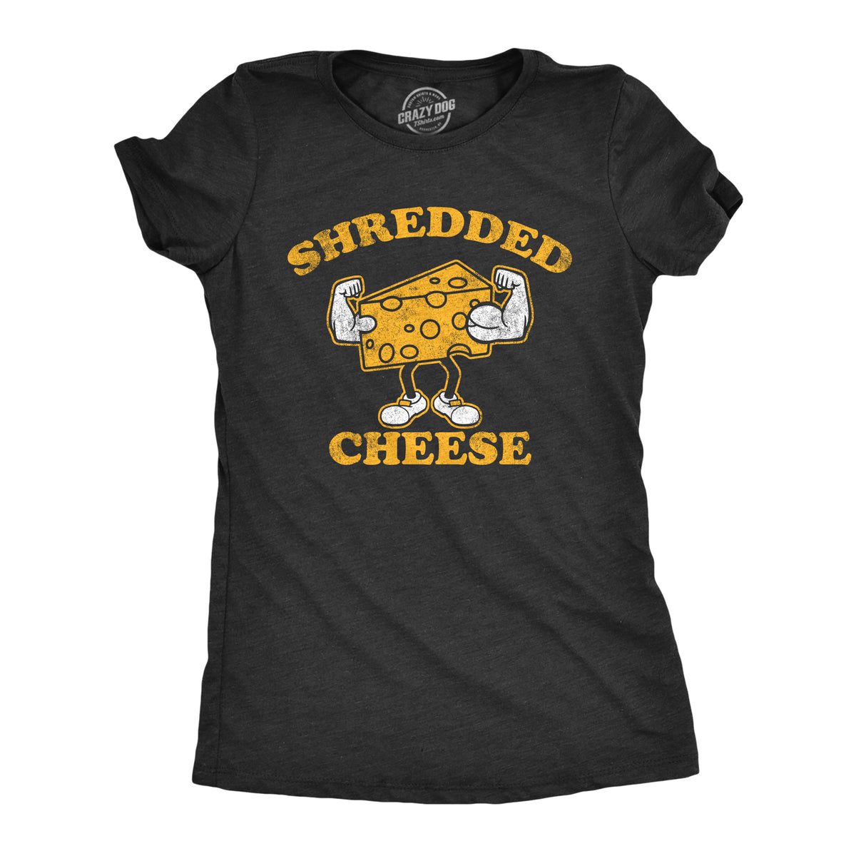 Funny Heather Black - SHREDDED Shredded Cheese Womens T Shirt Nerdy Food fitness sarcastic Tee