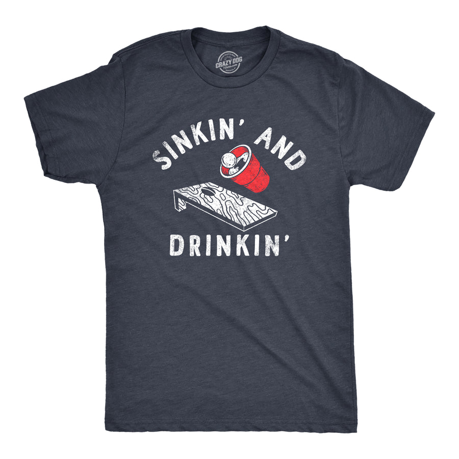 Funny Heather Navy - SINKIN Sinkin And Drinkin Beer Mens T Shirt Nerdy Drinking Tee