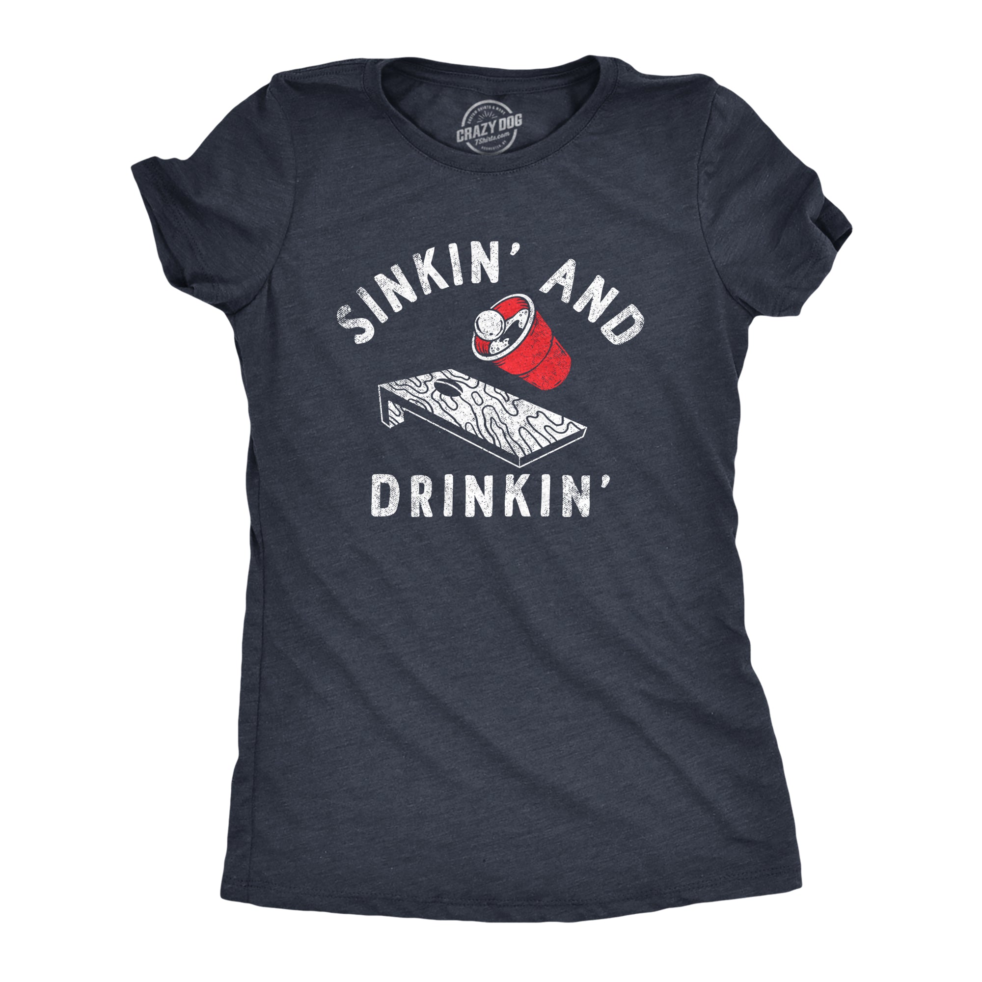 Funny Heather Navy - SINKIN Sinkin And Drinkin Beer Womens T Shirt Nerdy Drinking Tee