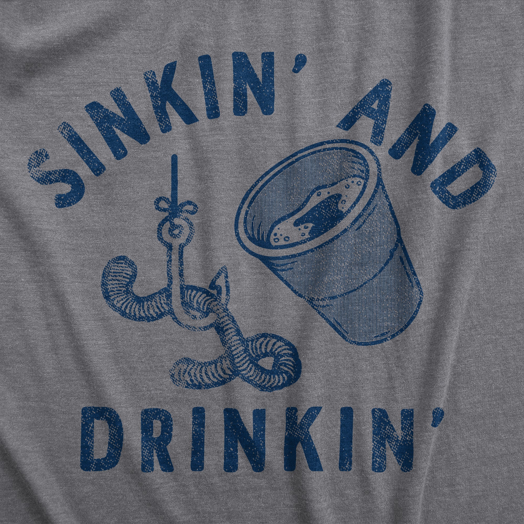 Funny Dark Heather Grey - SINKIN Sinkin And Drinkin Fish Mens T Shirt Nerdy Fishing Drinking Tee