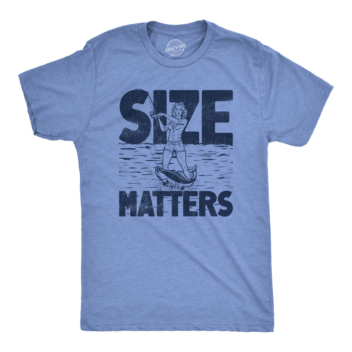 Funny Light Heather Blue - Size Matters Size Matters Mens T Shirt Nerdy Fishing sarcastic Tee