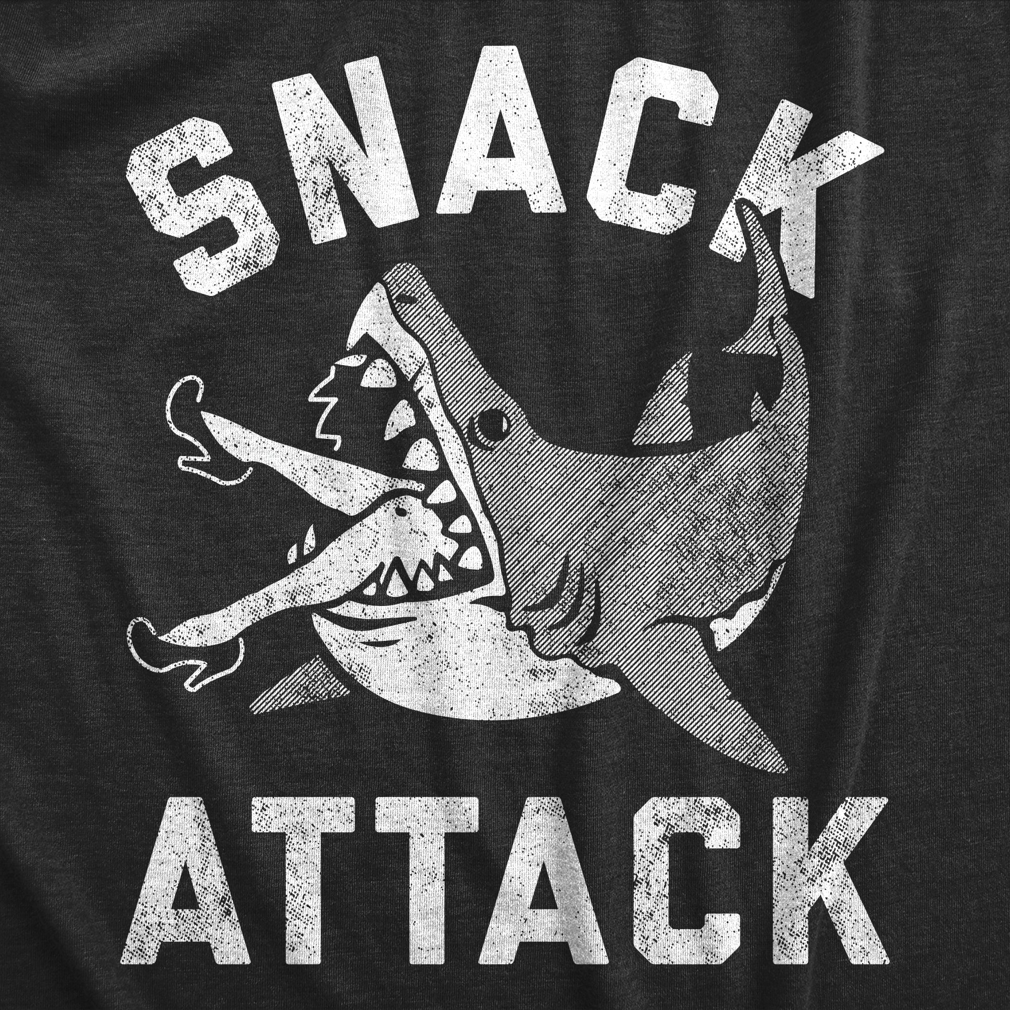 Funny Heather Black - Snack Attack Snack Attack Mens T Shirt Nerdy Shark Week Sarcastic Tee