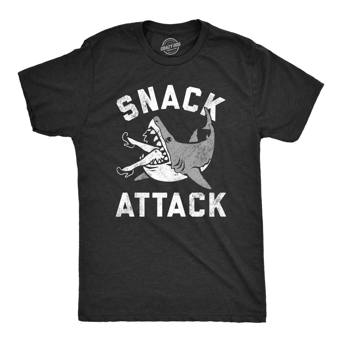 Funny Heather Black - SNACK Snack Attack Mens T Shirt Nerdy shark week sarcastic Tee