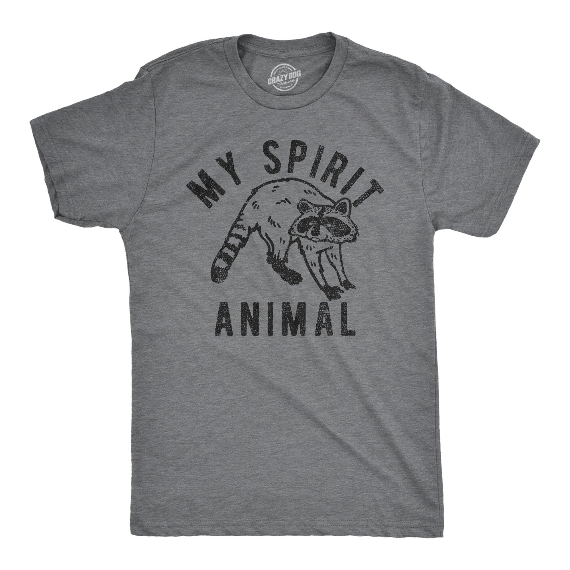 Funny Dark Heather Grey - RACCOON My Spirit Animal Raccoon Mens T Shirt Nerdy animal sarcastic Tee