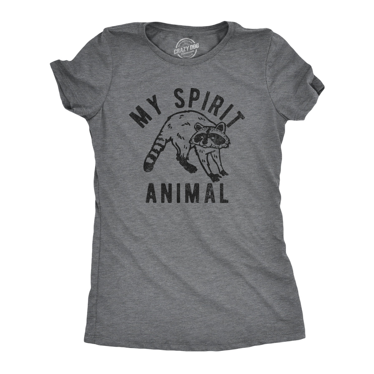 Funny Dark Heather Grey - RACCOON My Spirit Animal Raccoon Womens T Shirt Nerdy animal sarcastic Tee