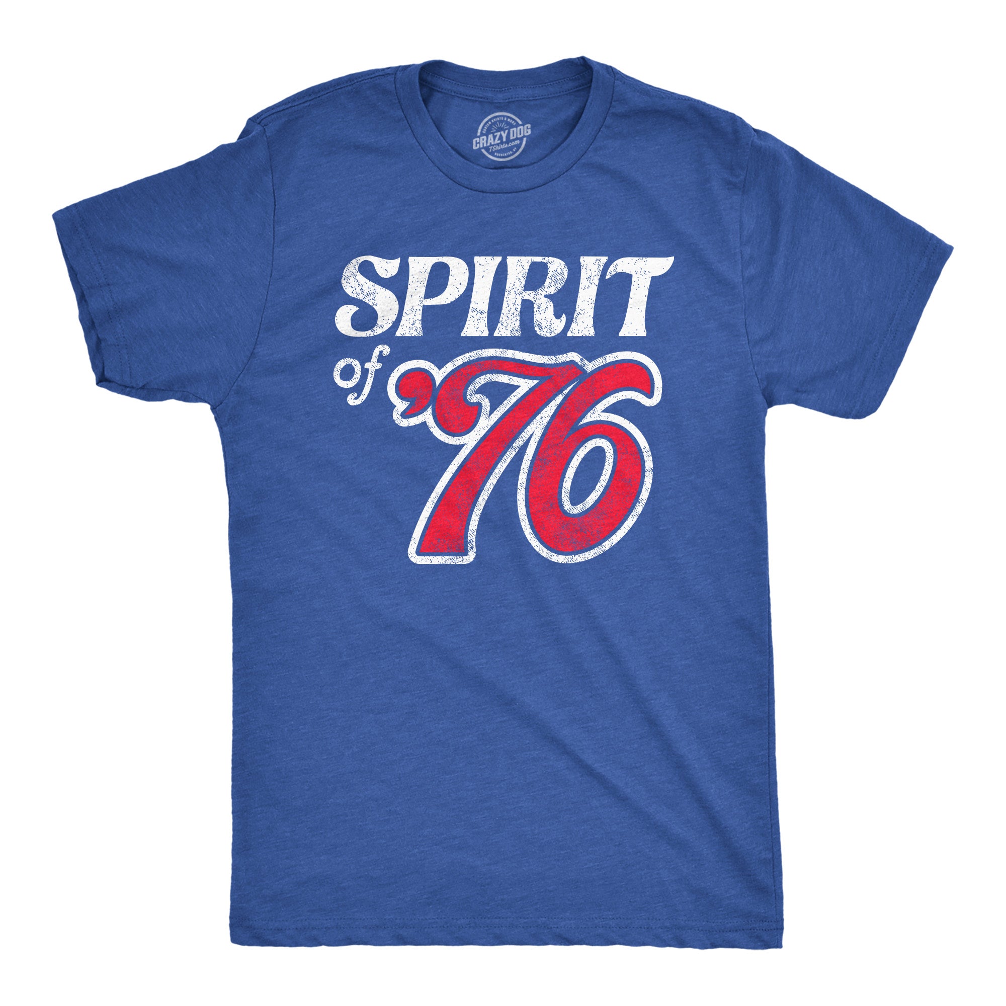 Funny Heather Royal - 76 Spirit Of 76 Mens T Shirt Nerdy Fourth Of July Tee