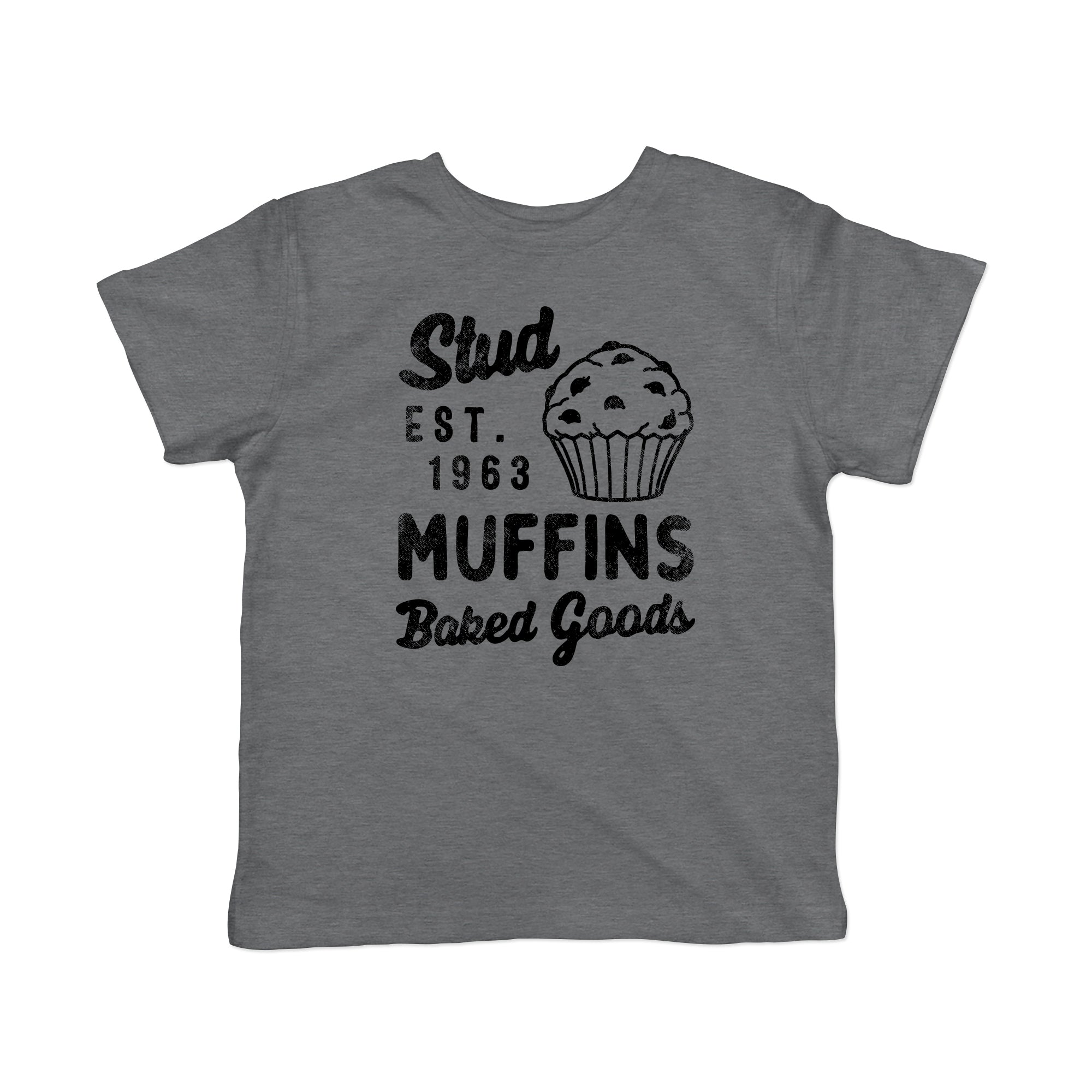 Funny Dark Heather Grey - STUD Stud Muffins Baked Goods Toddler T Shirt Nerdy Food sarcastic Tee
