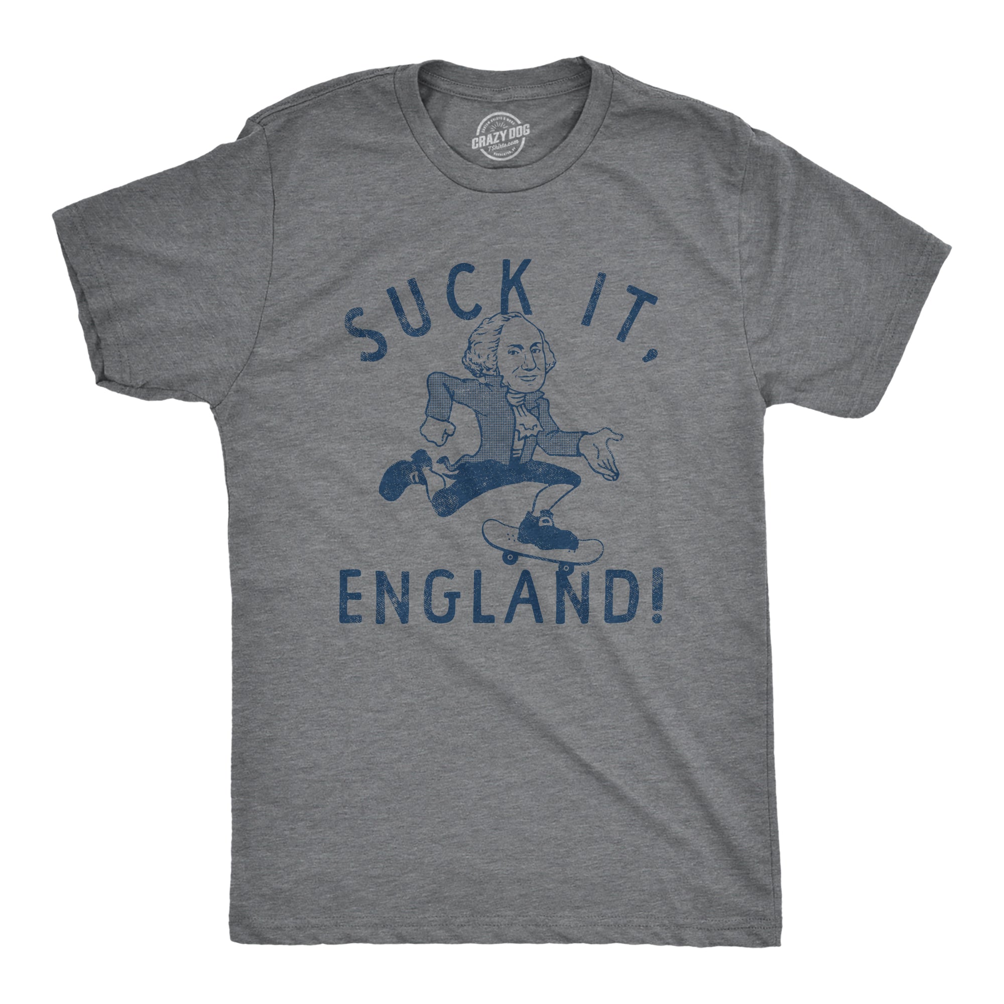Funny Dark Heather Grey - ENGLAND Suck It England Mens T Shirt Nerdy Fourth Of July Sarcastic Tee