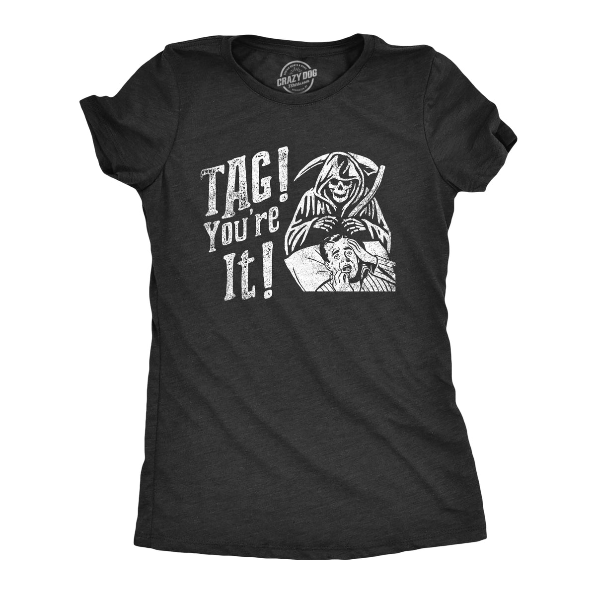 Funny Heather Black - TAG Tag Youre It Womens T Shirt Nerdy Halloween Tee