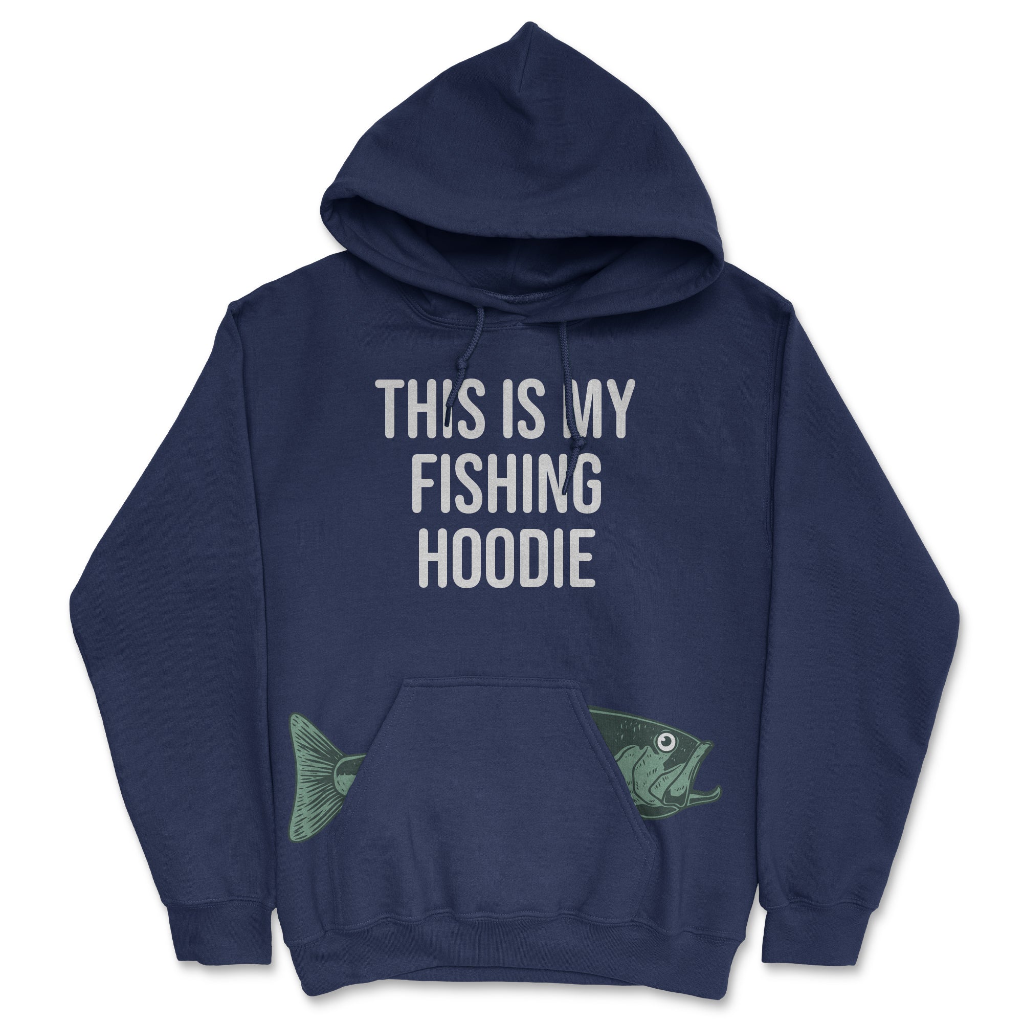 Funny Navy - Fish Pocket This Is My Fishing Hoodie Hoodie Nerdy Fishing Tee
