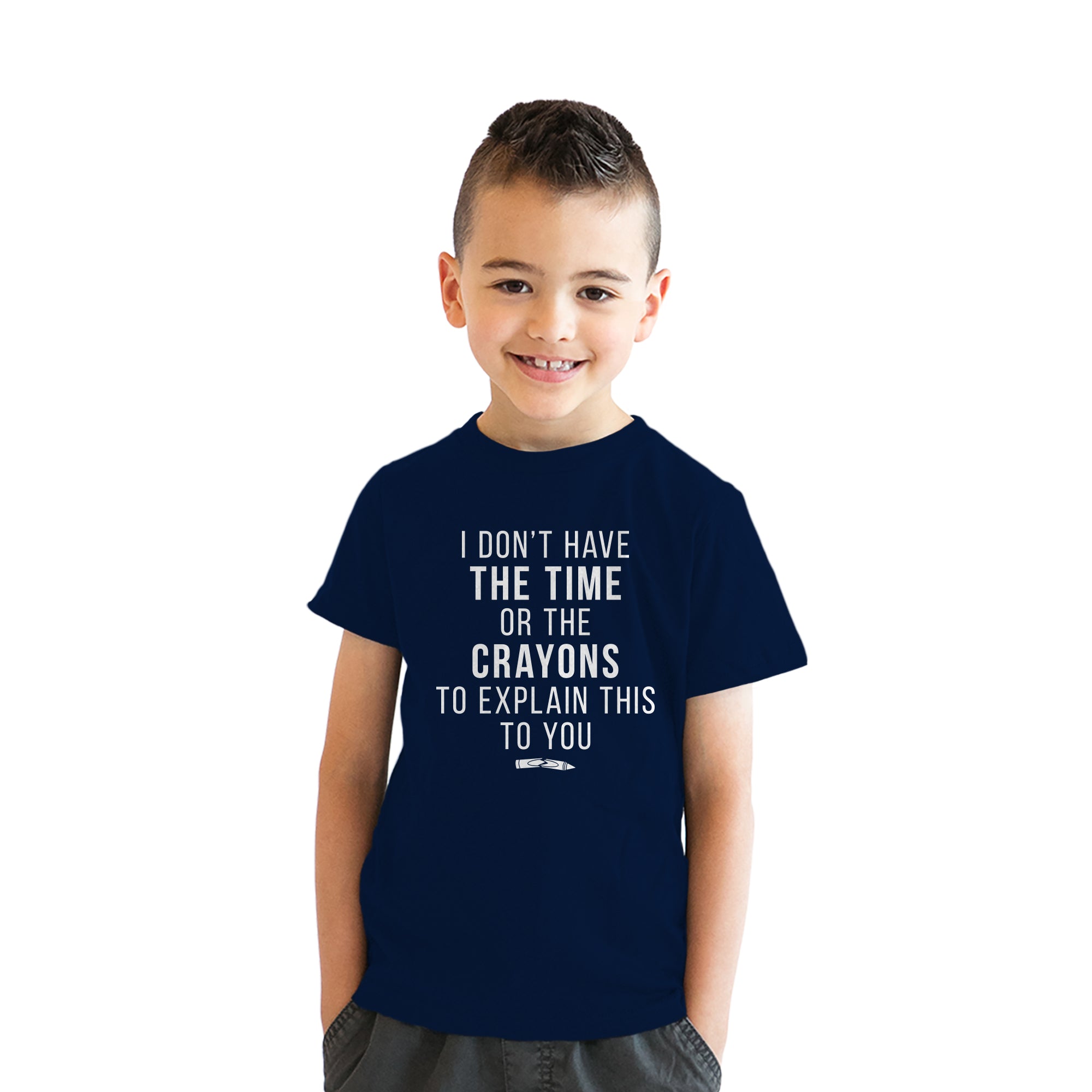 Funny Navy I Don't Have The Time Or The Crayons Youth T Shirt Nerdy Sarcastic Tee