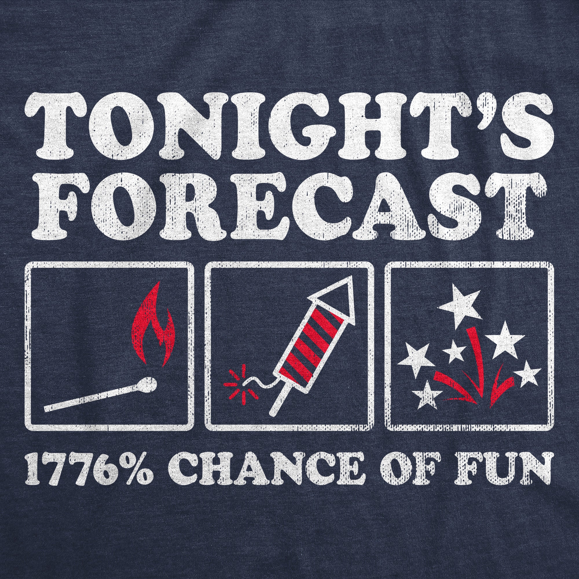Funny Heather Navy - FORECAST Tonights Forecast 1776 Percent Chance Of Fun Mens T Shirt Nerdy Fourth of July Sarcastic Tee