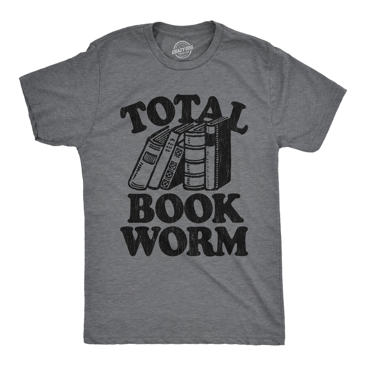 Funny Dark Heather Grey - BOOK Total Book Worm Mens T Shirt Nerdy Nerdy Tee