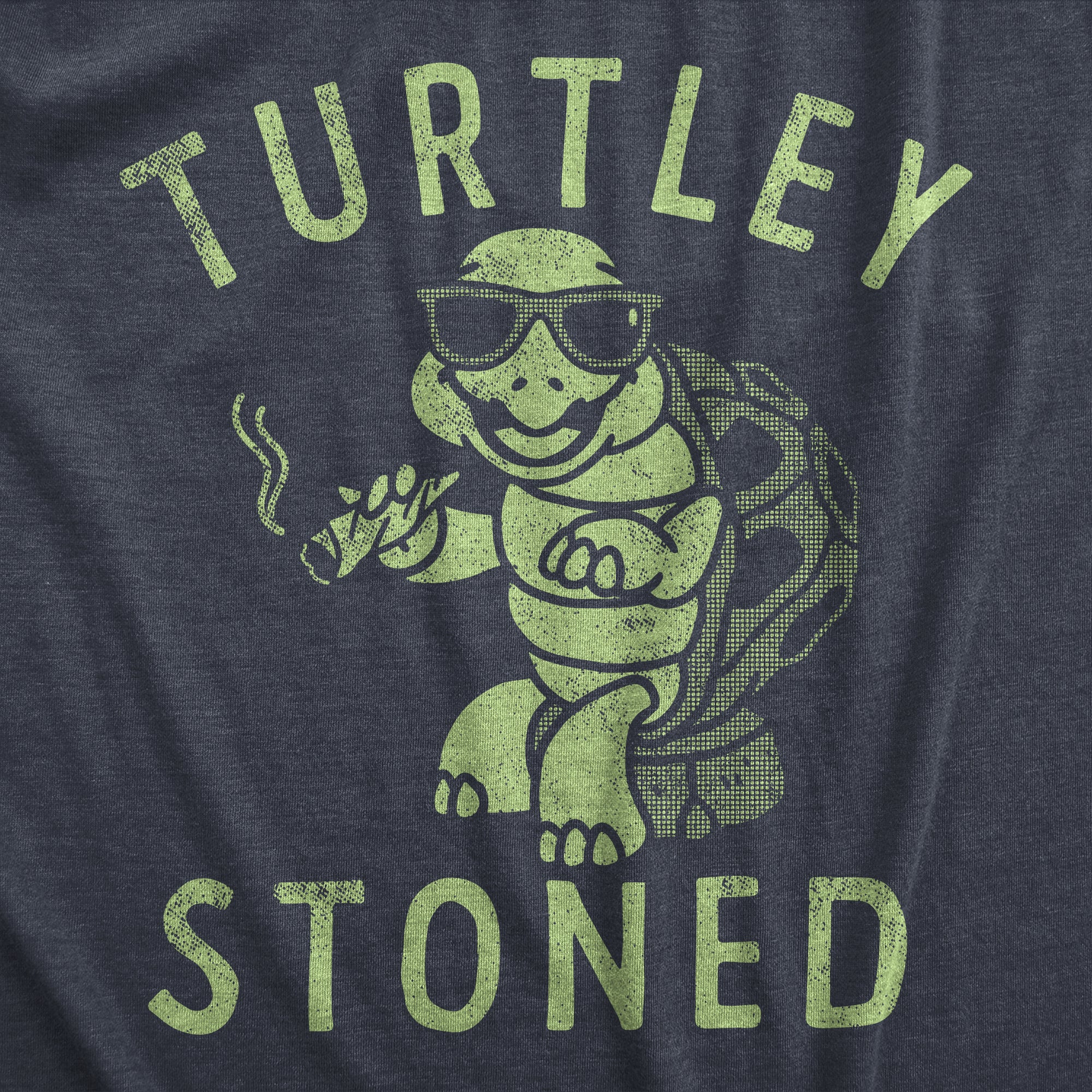 Funny Heather Navy - TURTLEY Turtley Stoned Mens T Shirt Nerdy 420 animal Tee
