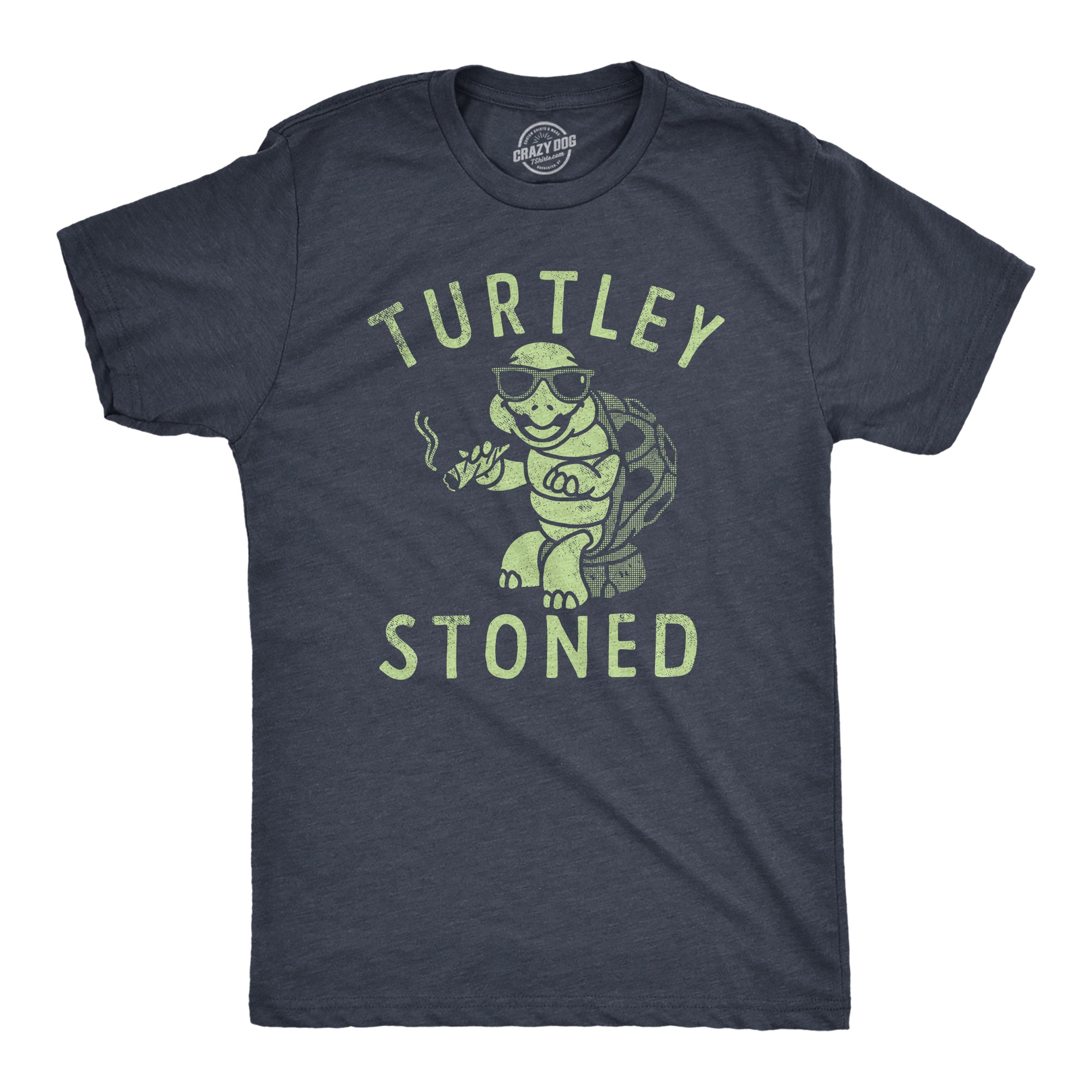 Funny Heather Navy - TURTLEY Turtley Stoned Mens T Shirt Nerdy 420 animal Tee