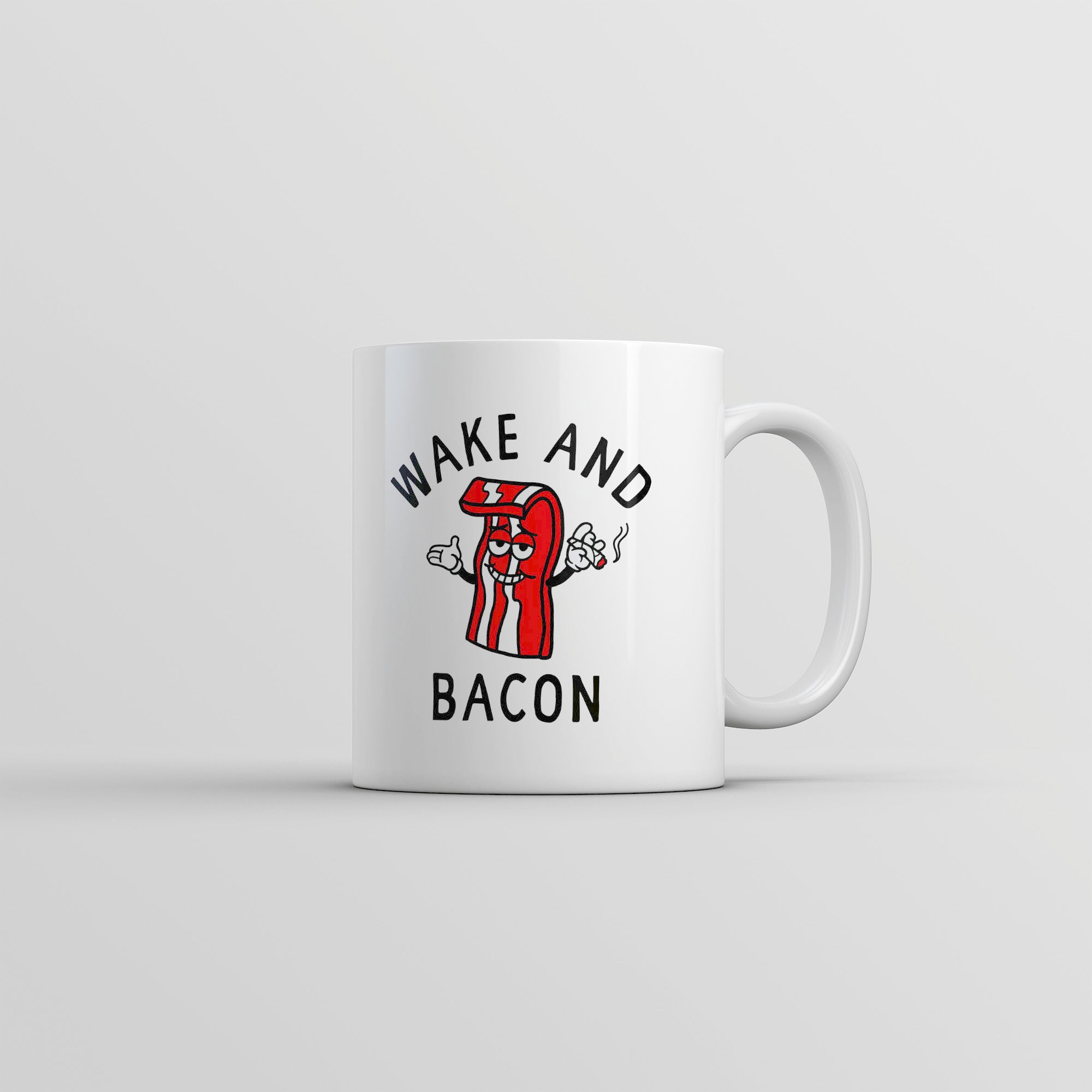 Funny White Wake And Bacon Coffee Mug Nerdy 420 Food Tee