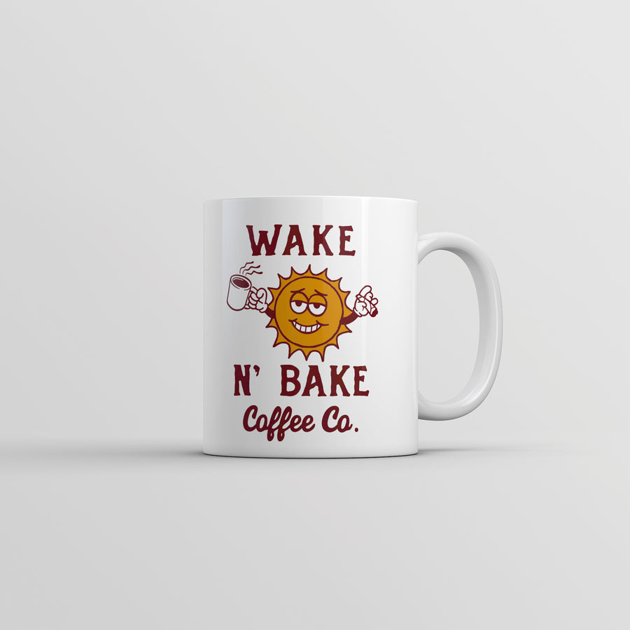 Funny White Wake N Bake Coffee Co Coffee Mug Nerdy 420 Coffee Tee