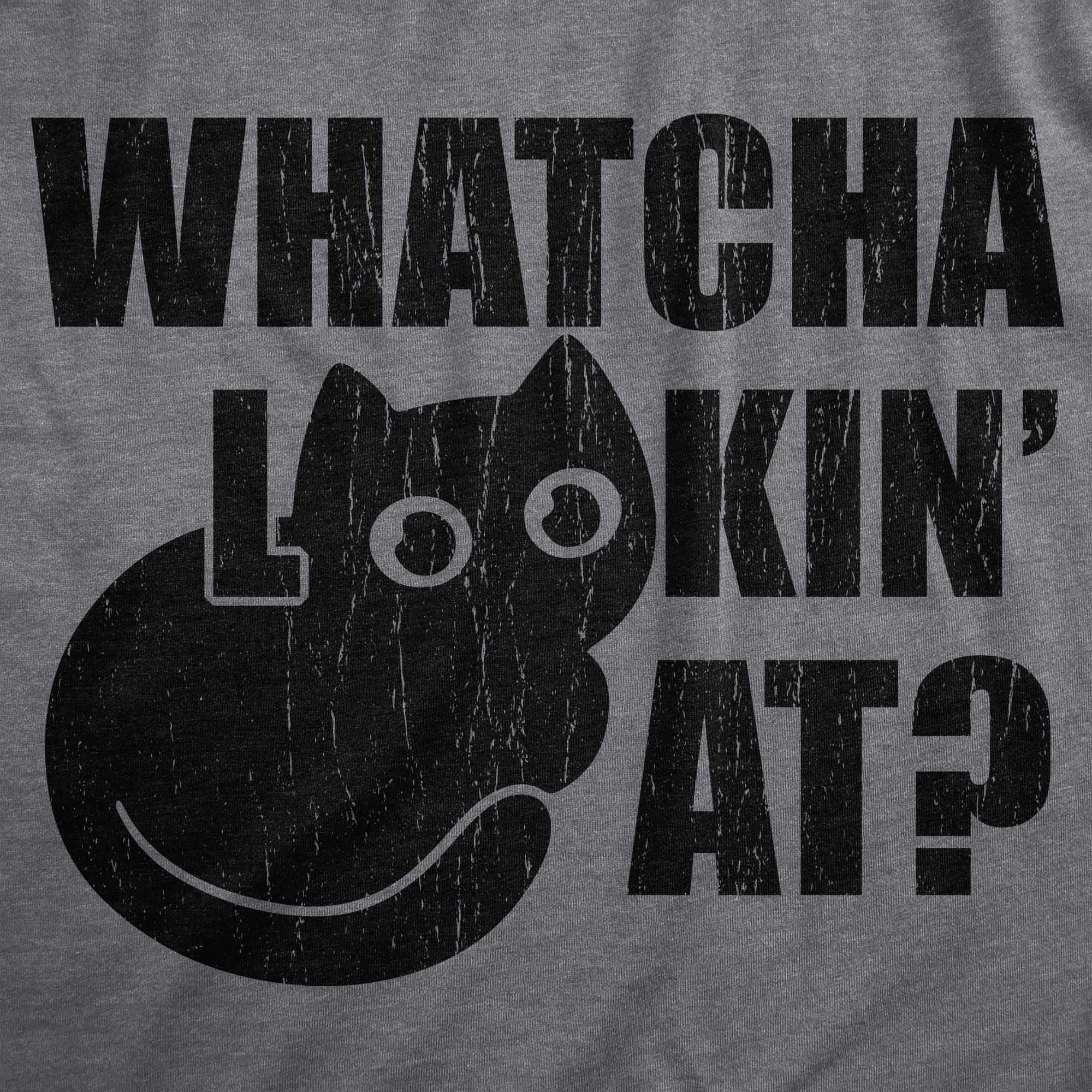 Funny Dark Heather Grey - Whatcha Lookin At Whatcha Lookin At Mens T Shirt Nerdy cat Tee