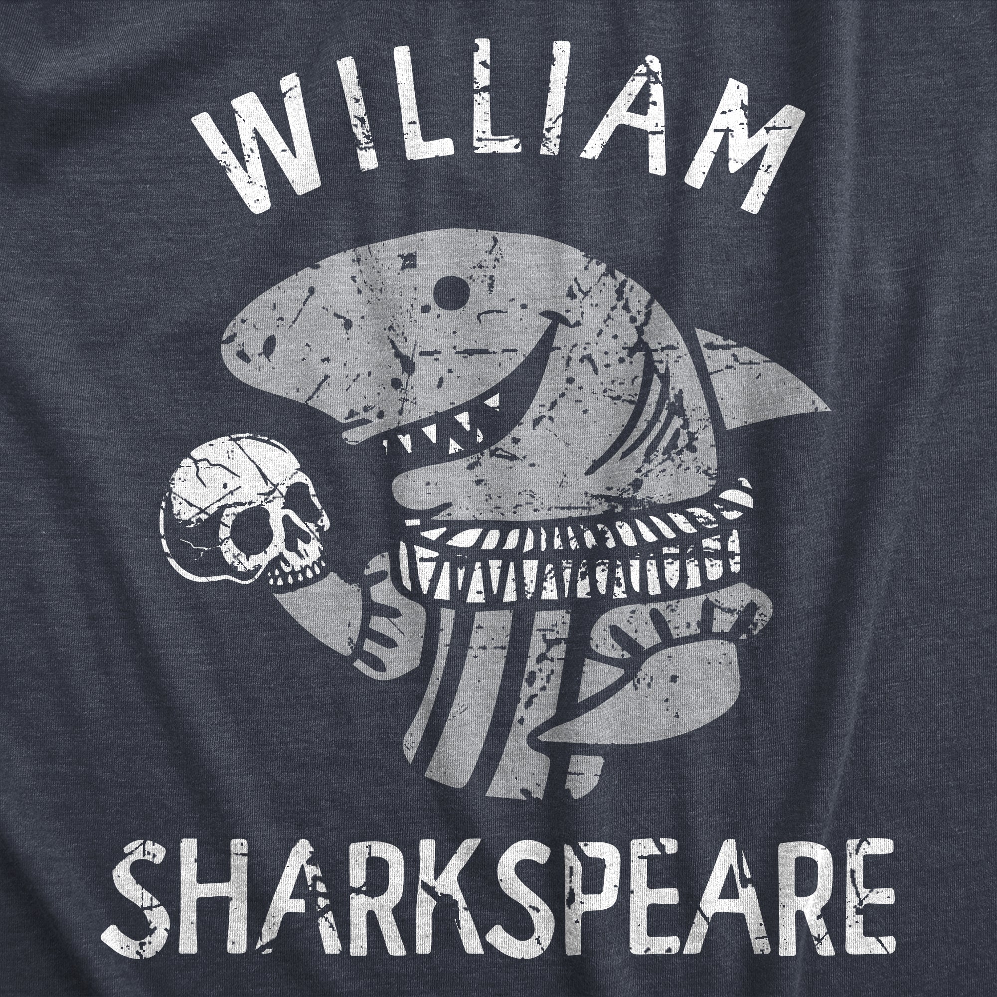 Funny Heather Navy - SHARKSPEARE William Sharkspeare Womens T Shirt Nerdy Shark Week Sarcastic Tee