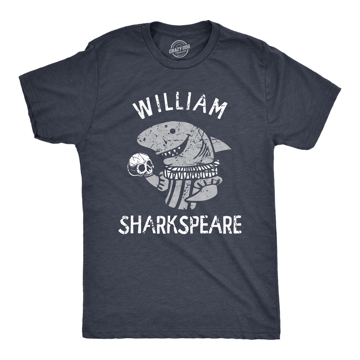 Funny Heather Navy - SHARKSPEARE William Sharkspeare Mens T Shirt Nerdy Shark Week Sarcastic Tee