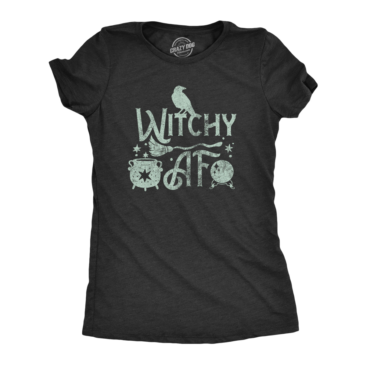 Funny Heather Black - WITCHY Witchy AF Womens T Shirt Nerdy halloween Tee