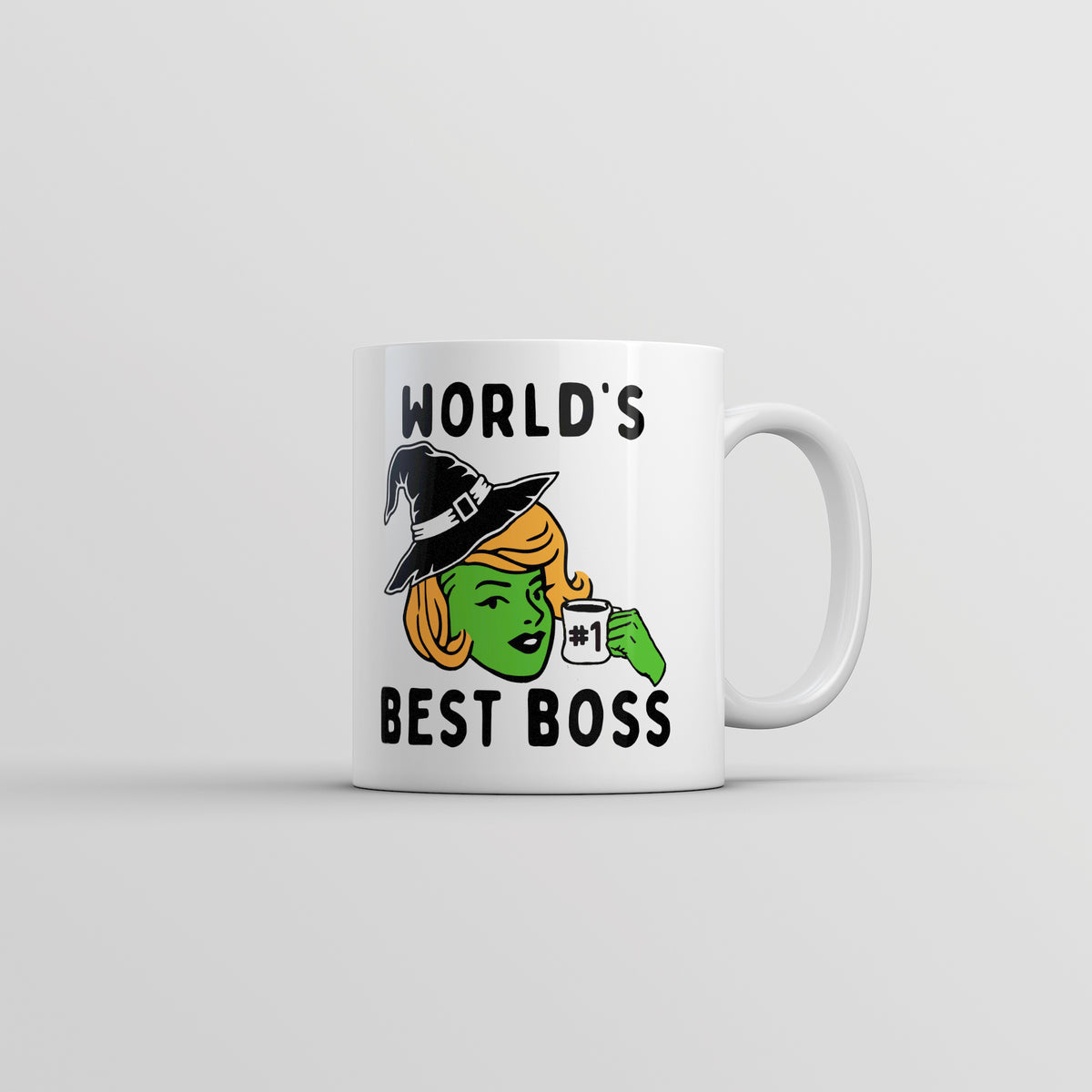 Funny White Worlds Best Boss Witch Coffee Mug Nerdy Office sarcastic Tee