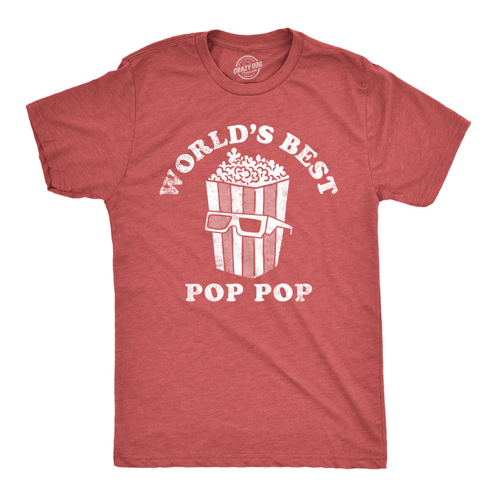 Funny Heather Red - Pop Popcorn Worlds Best Pop Pop Mens T Shirt Nerdy Father's Day Food Tee