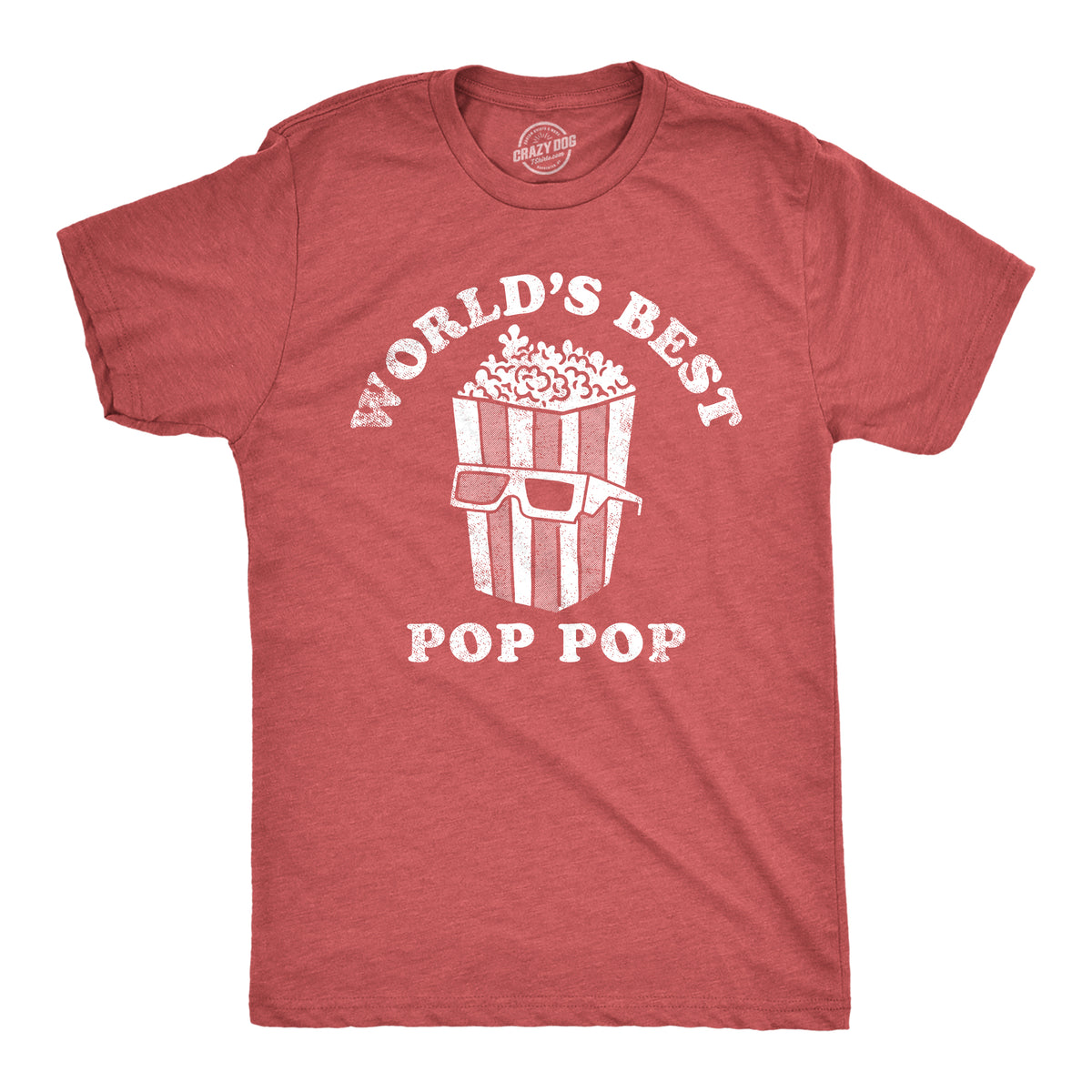 Funny Heather Red - POPPOP Worlds Best Pop Pop Mens T Shirt Nerdy Father&#39;s Day Food Tee