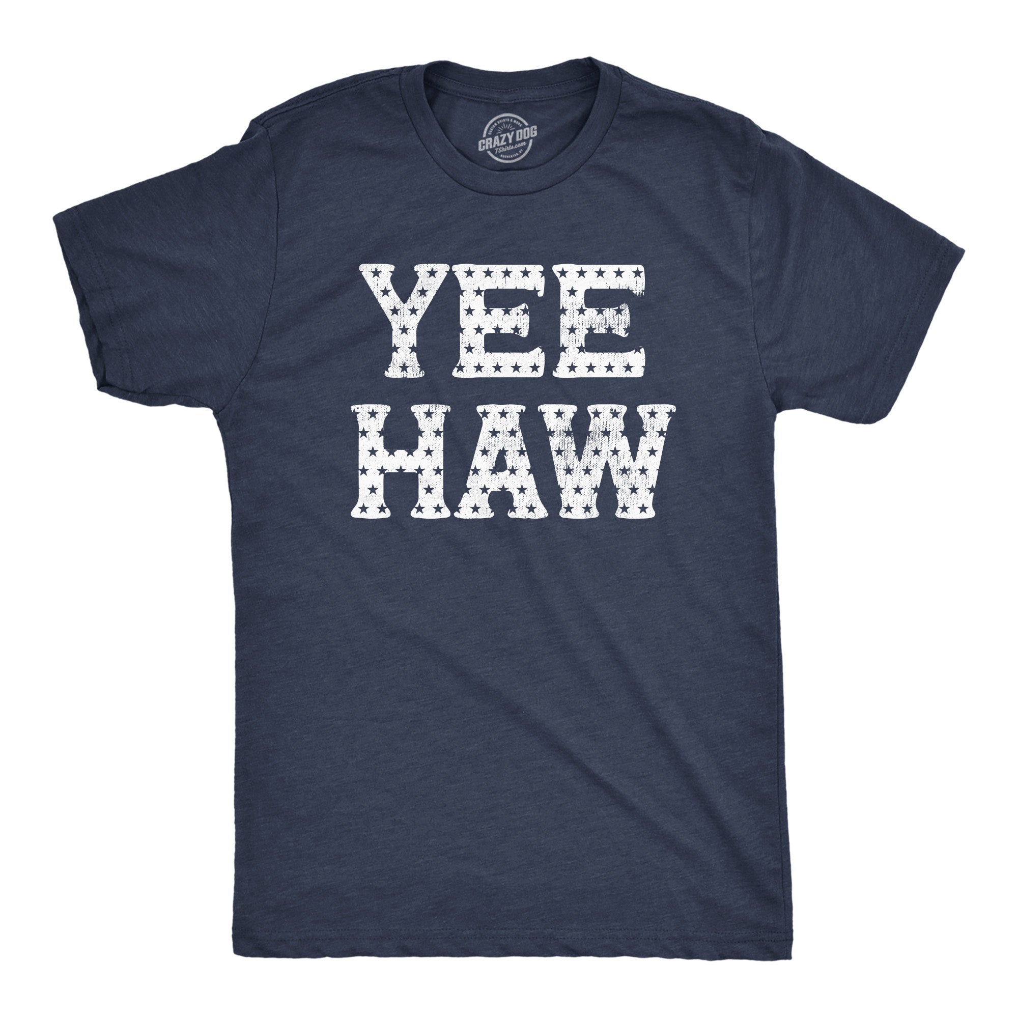 Funny Heather Navy - YEEHAW Yee Haw USA Mens T Shirt Nerdy Fourth Of July Sarcastic Tee