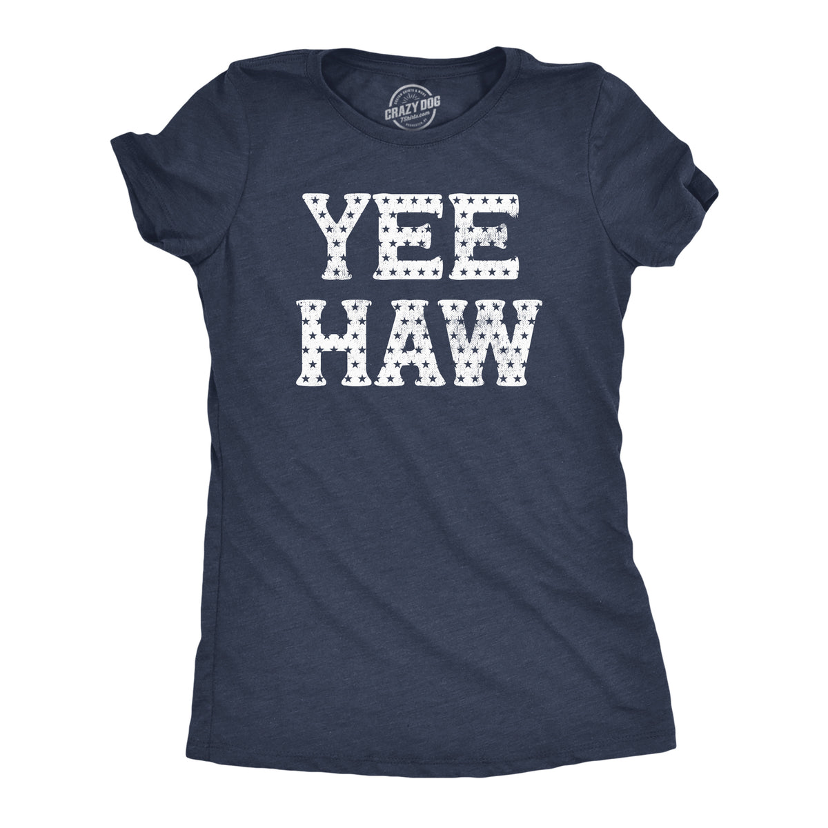 Funny Heather Navy - YEEHAW Yee Haw USA Womens T Shirt Nerdy Fourth Of July Sarcastic Tee