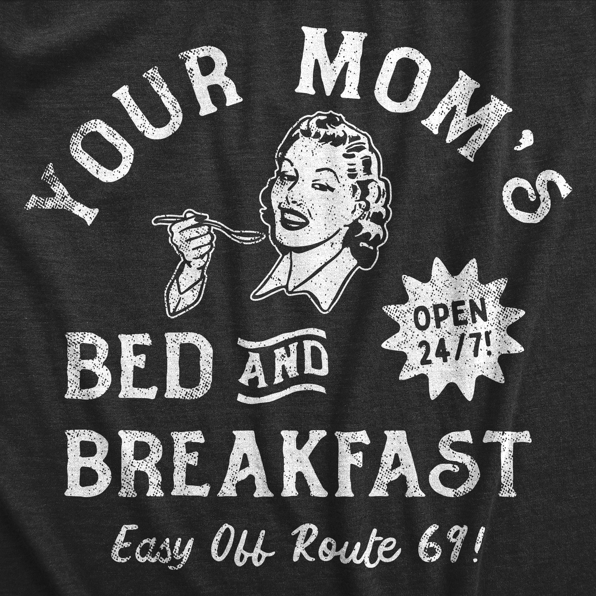 Funny Heather Black - MOMS Your Moms Bed And Breakfast Mens T Shirt Nerdy Sarcastic sex Tee