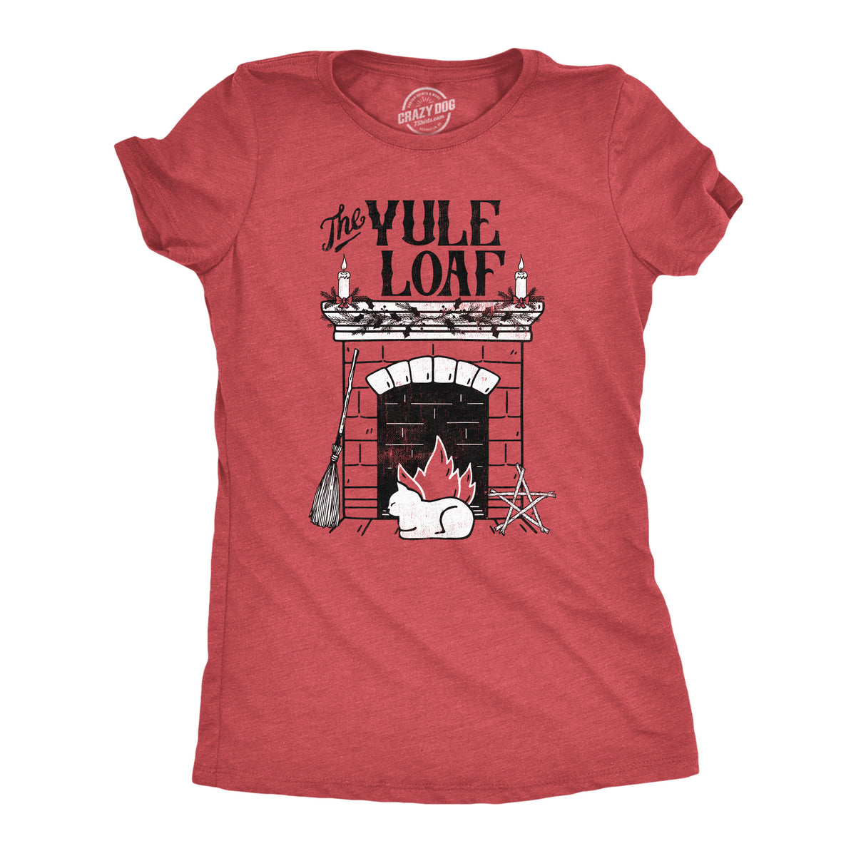 Funny Heather Red - LOAF The Yule Loaf Womens T Shirt Nerdy Christmas Cat Tee